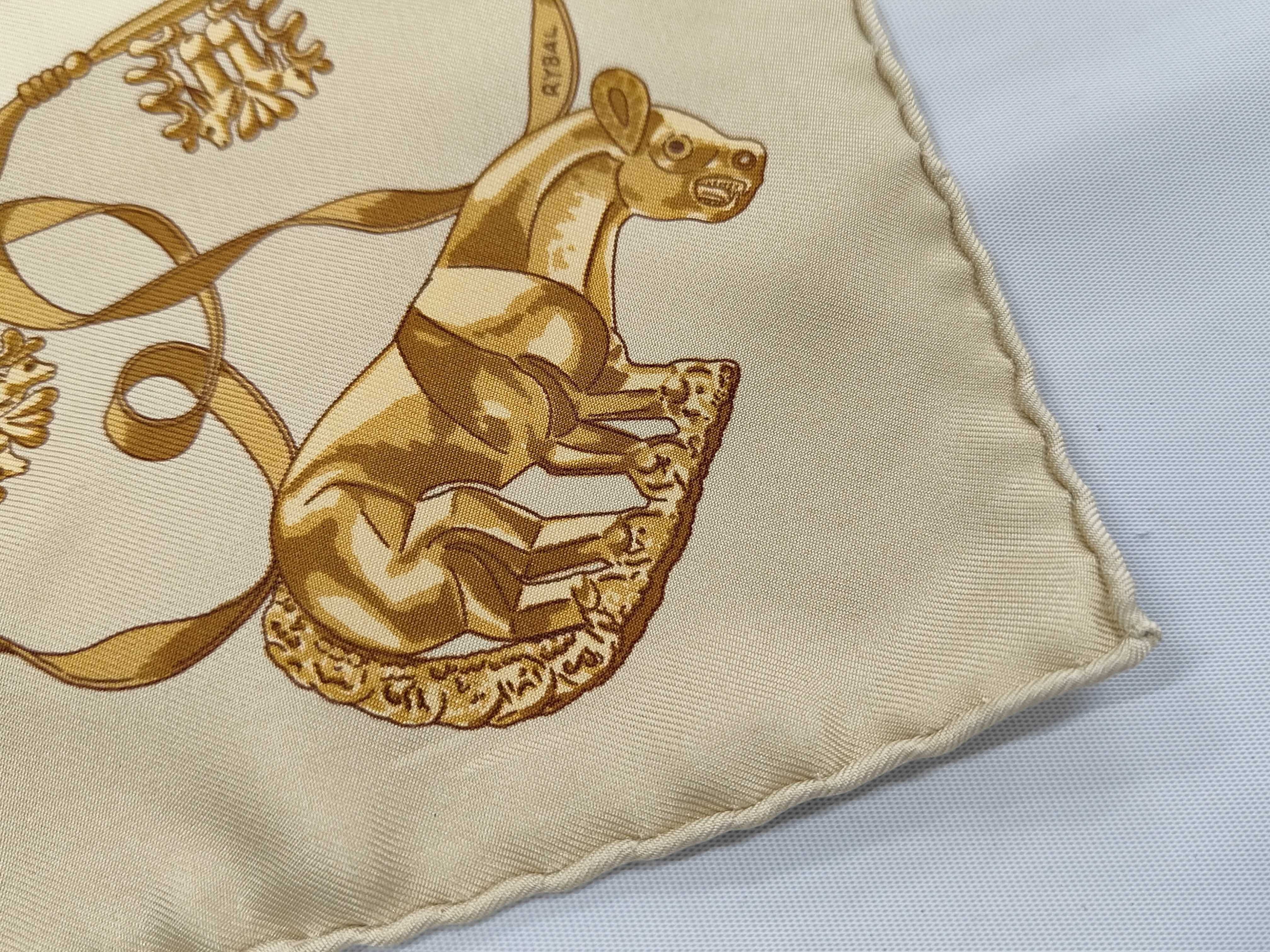 Hermes Les Cavaliers d'Or Silk Gavroche Scarf