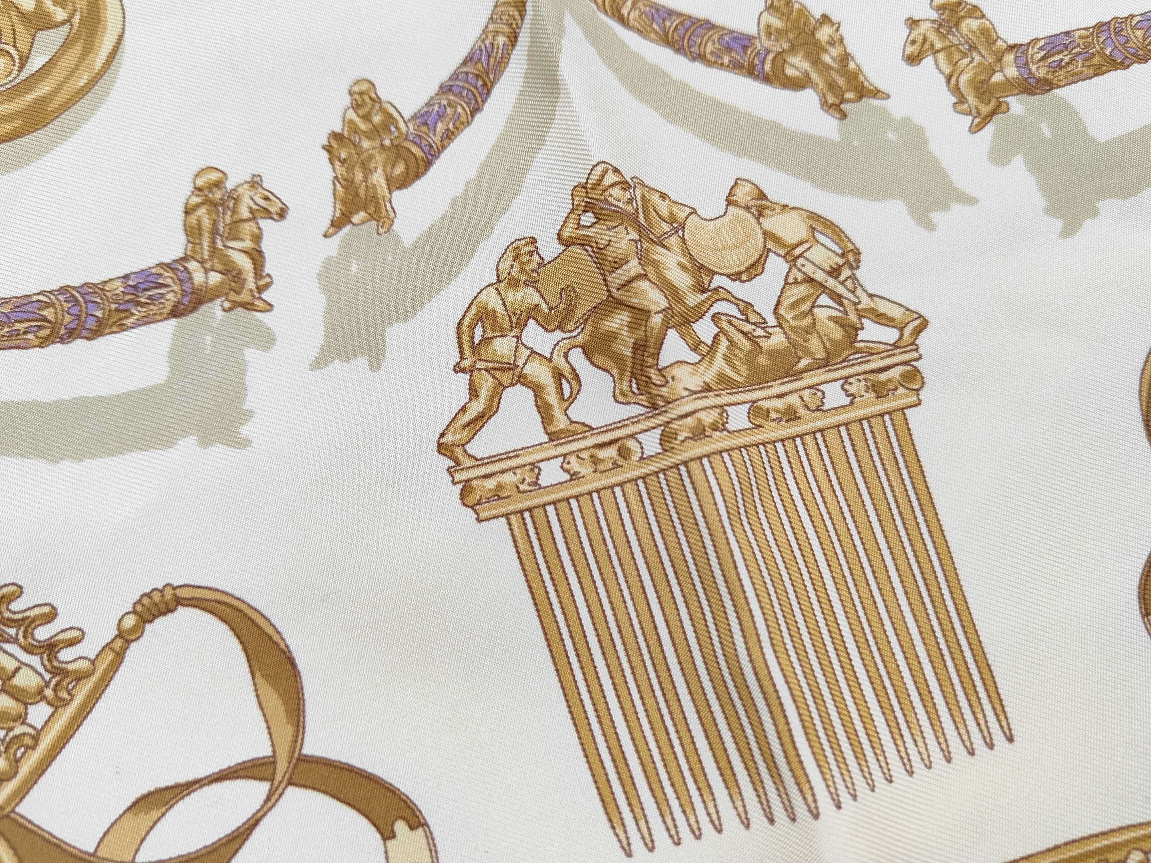 Hermes Les Cavaliers d'Or Silk Gavroche Scarf