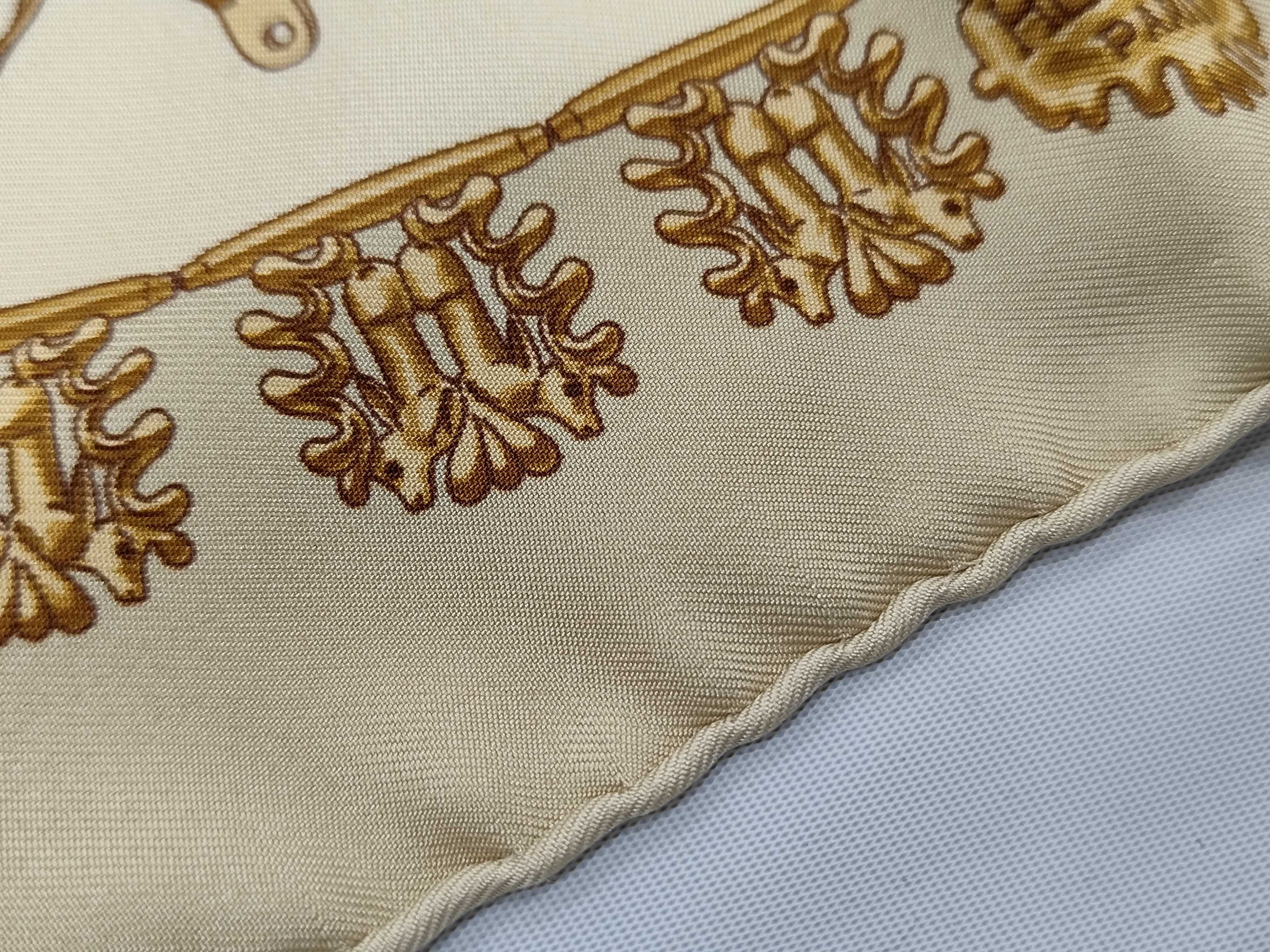 Hermes Les Cavaliers d'Or Silk Gavroche Scarf