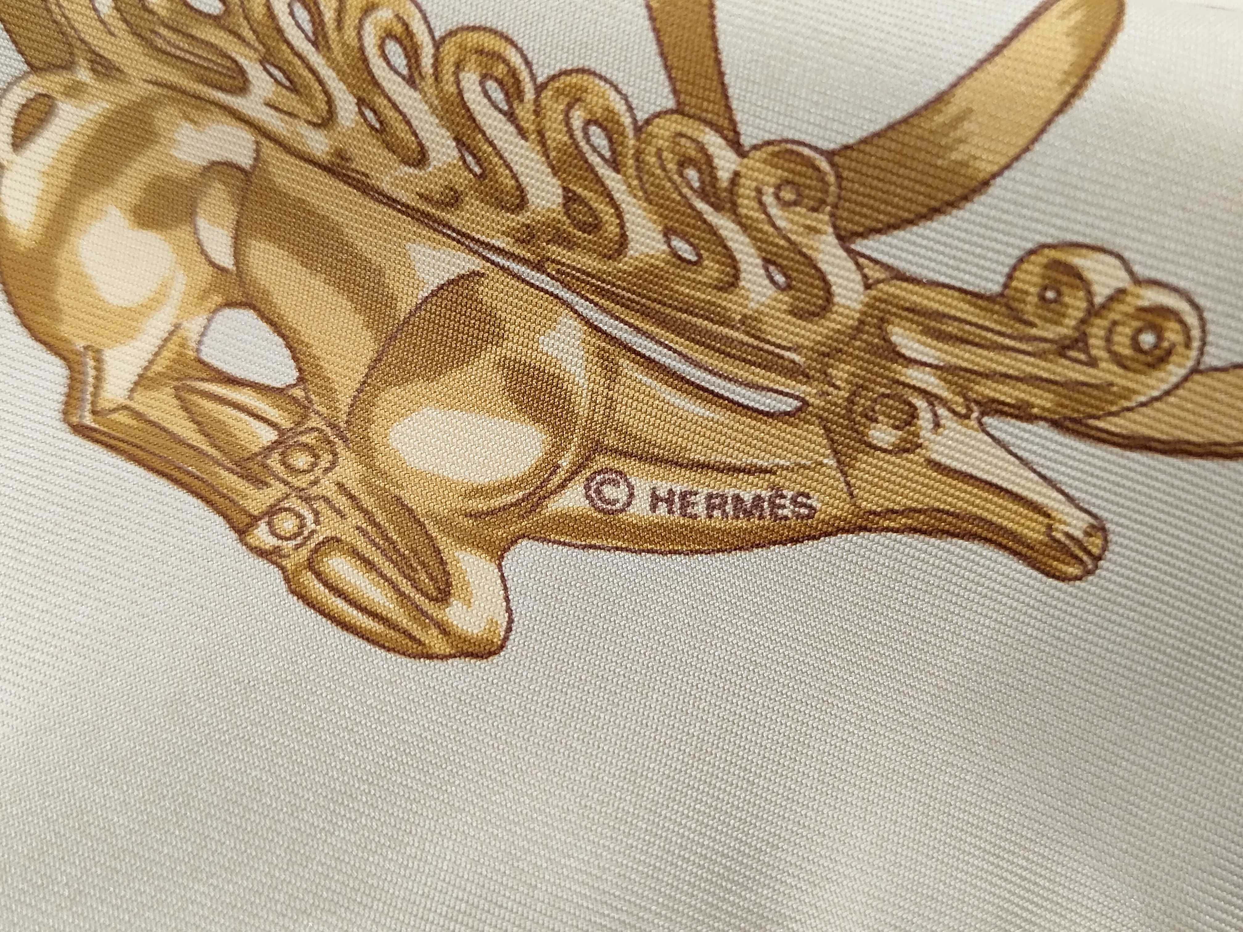 Hermes Les Cavaliers d'Or Silk Gavroche Scarf