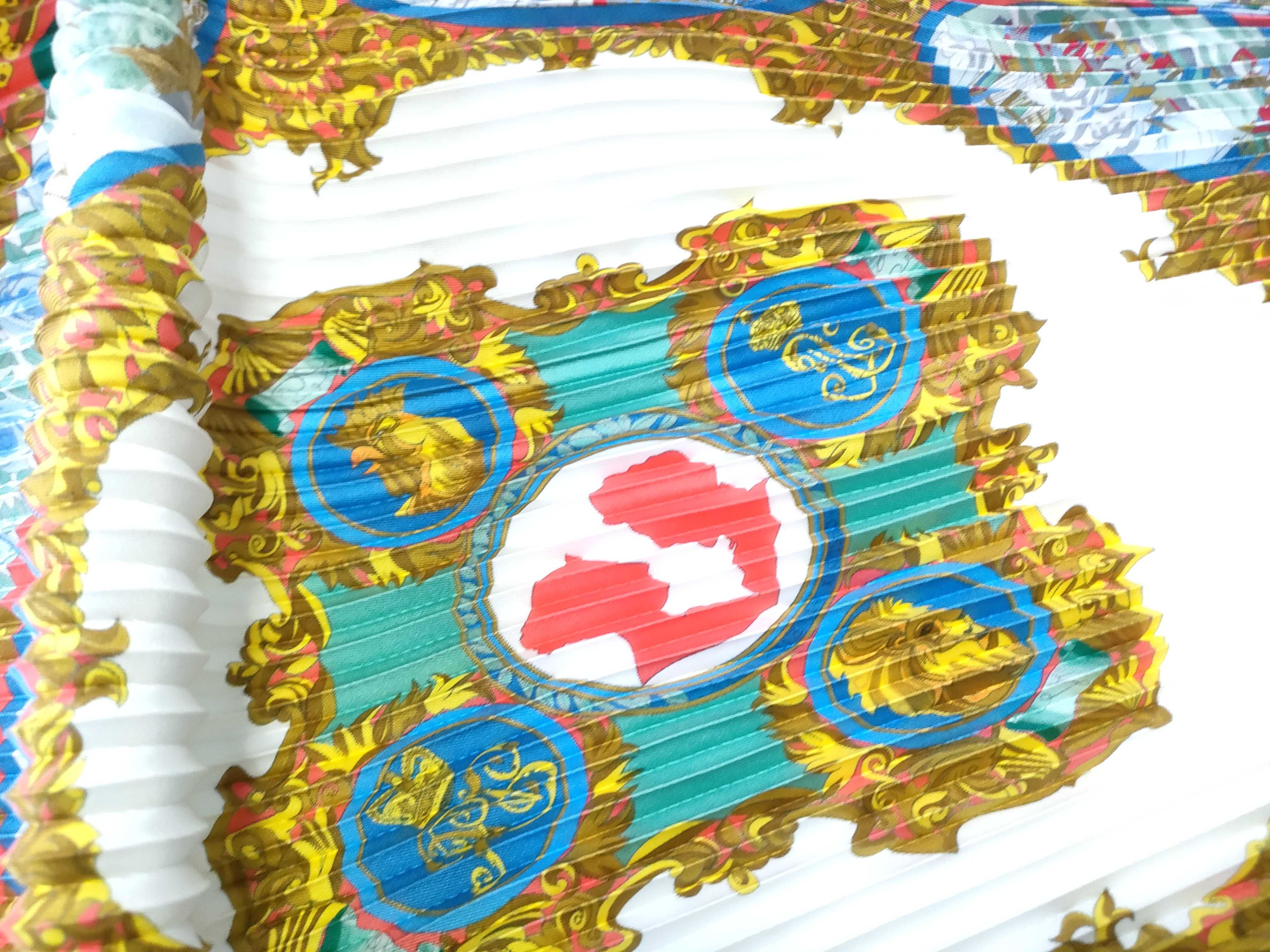 Hermes Pleated Silk Scarf with Maritime and African Map Motif