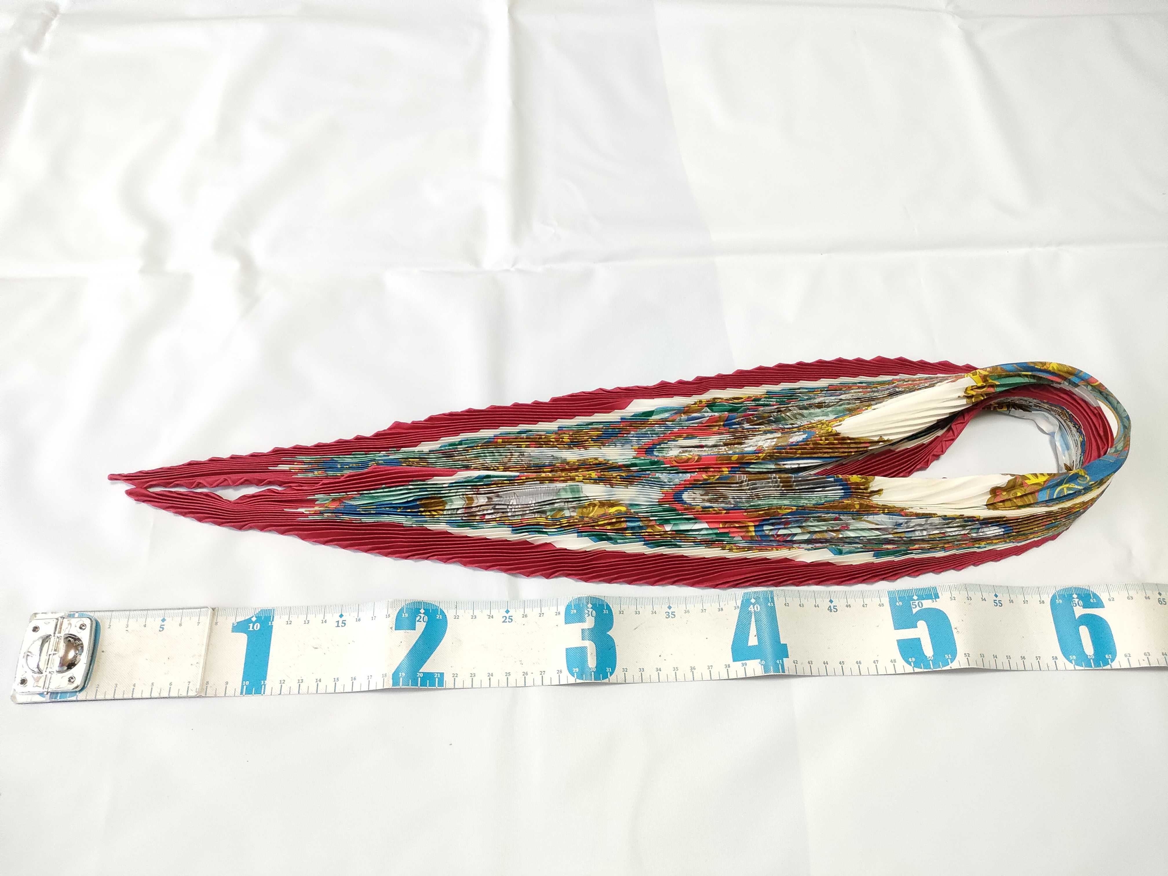 Hermes Pleated Silk Scarf with Maritime and African Map Motif