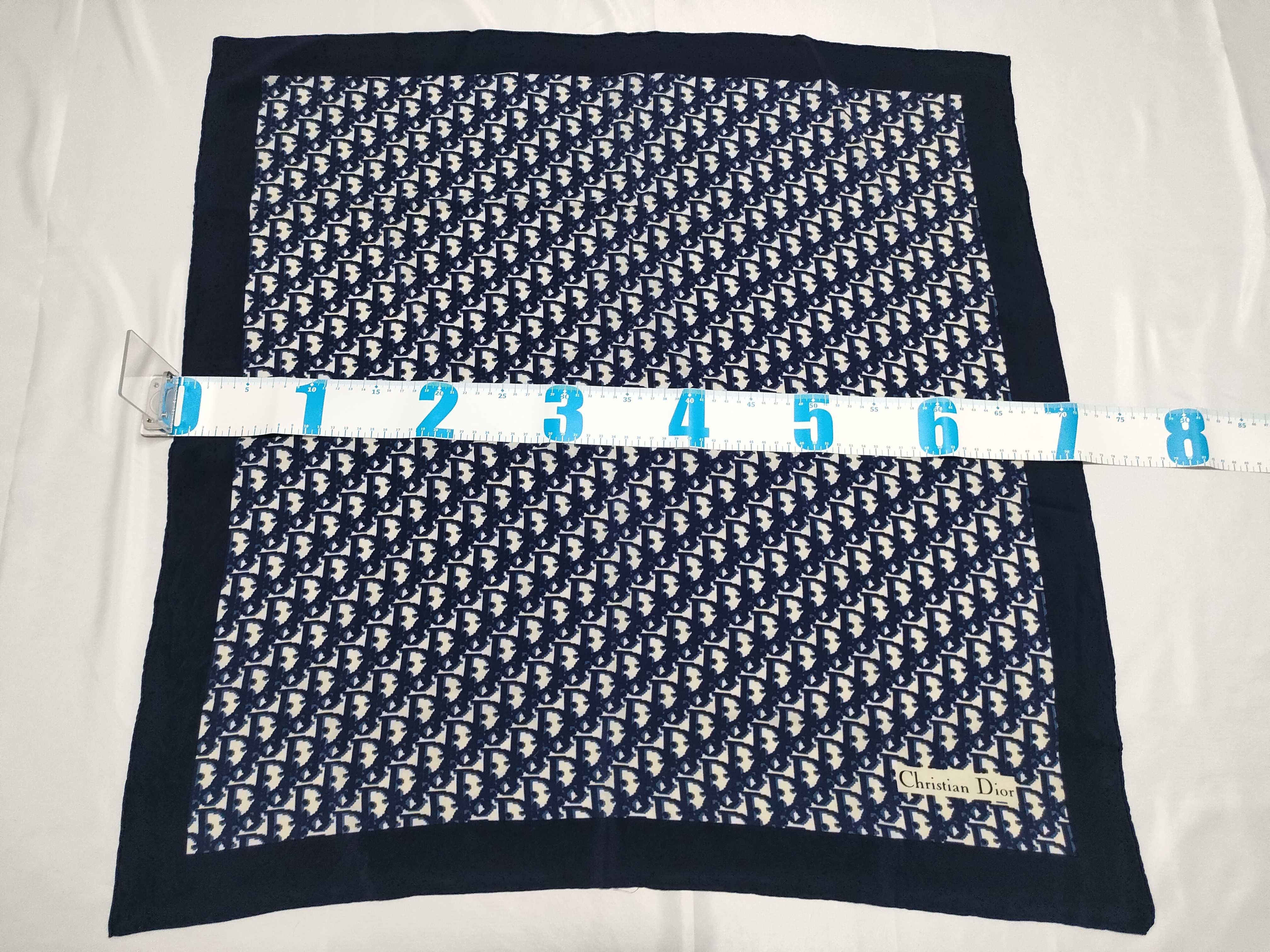 Christian Dior Oblique Monogram Navy Blue Silk Scarf