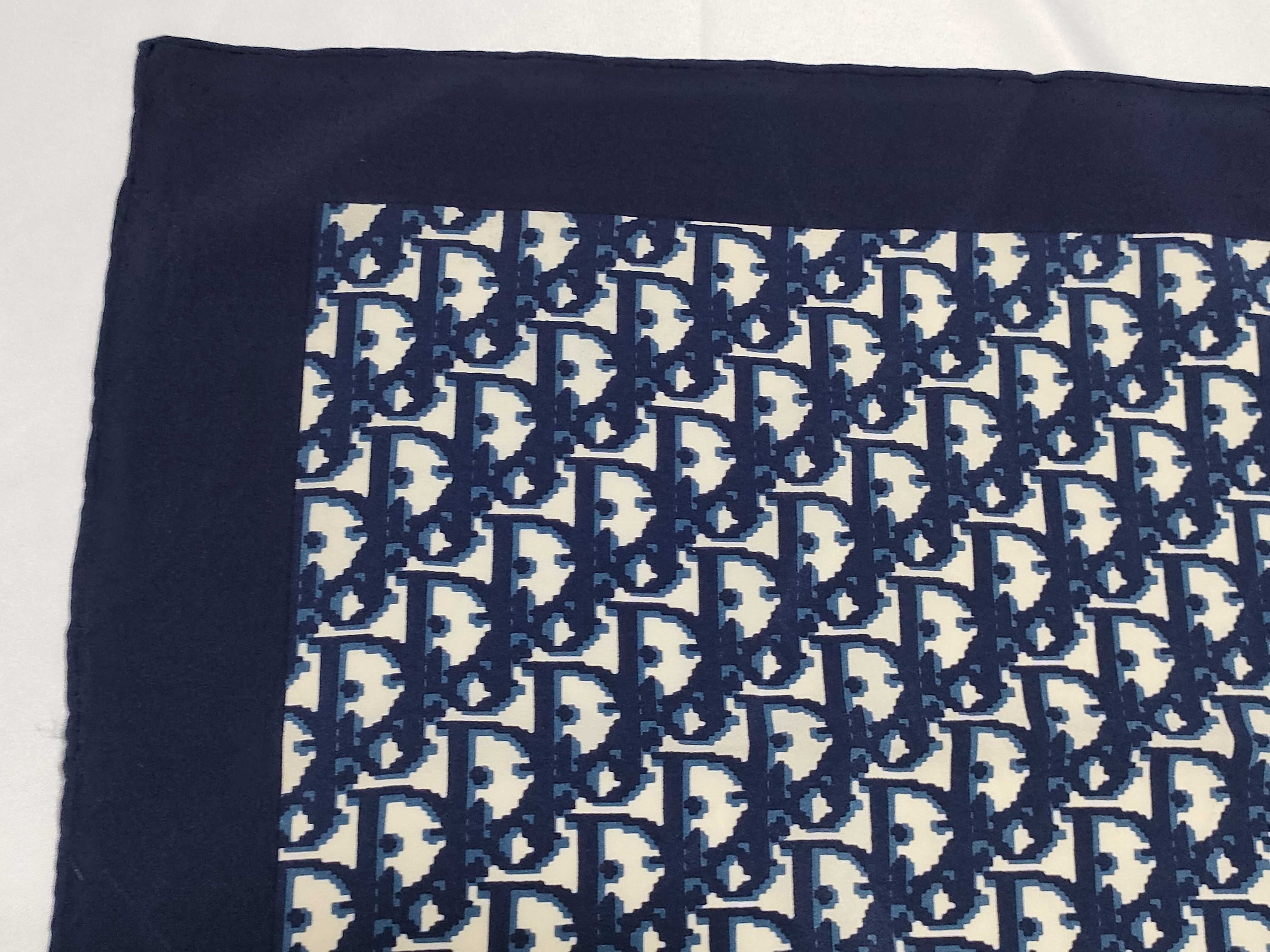 Christian Dior Oblique Monogram Navy Blue Silk Scarf