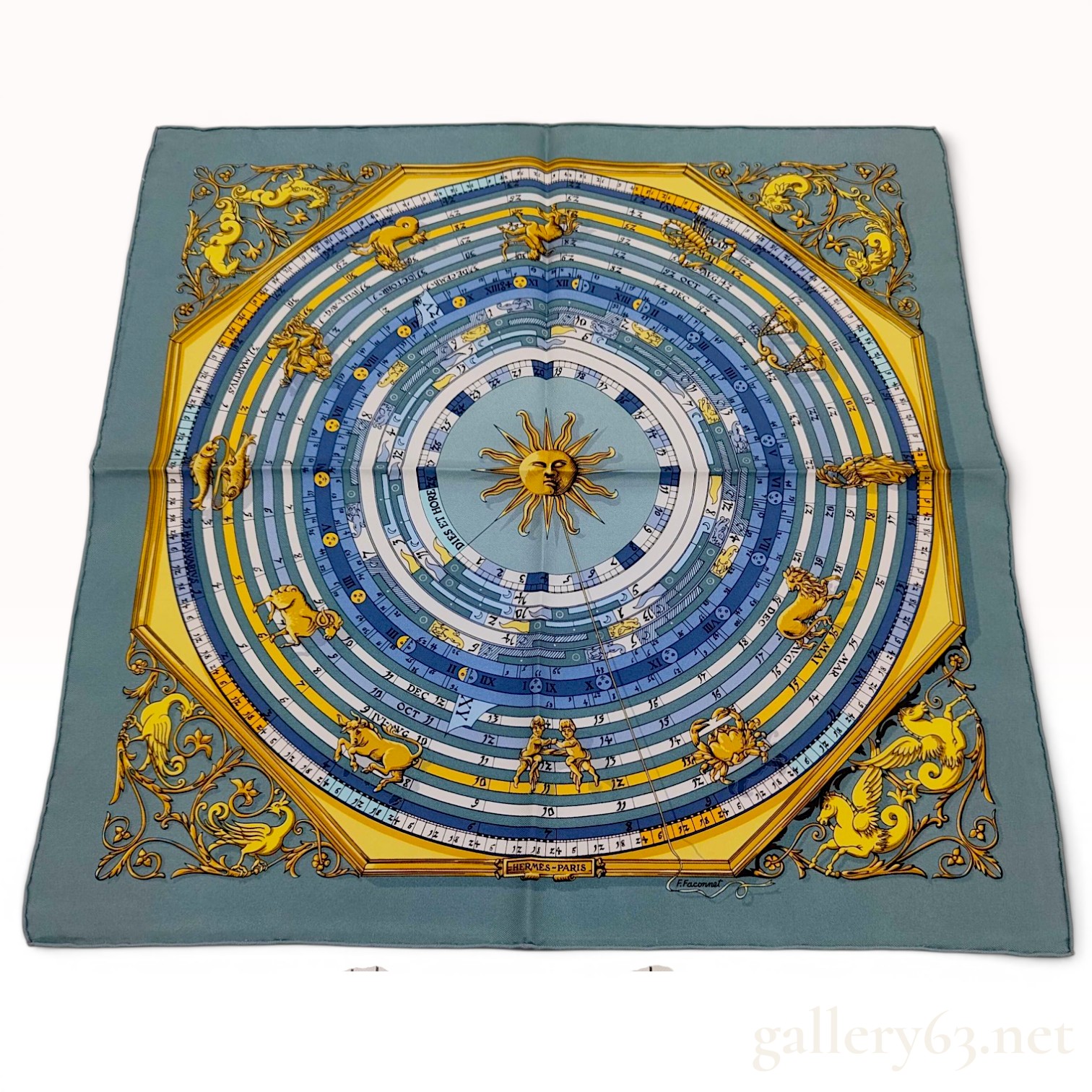Hermes Astrologie Dies et Hore Silk Scarf by Francoise Faconnet