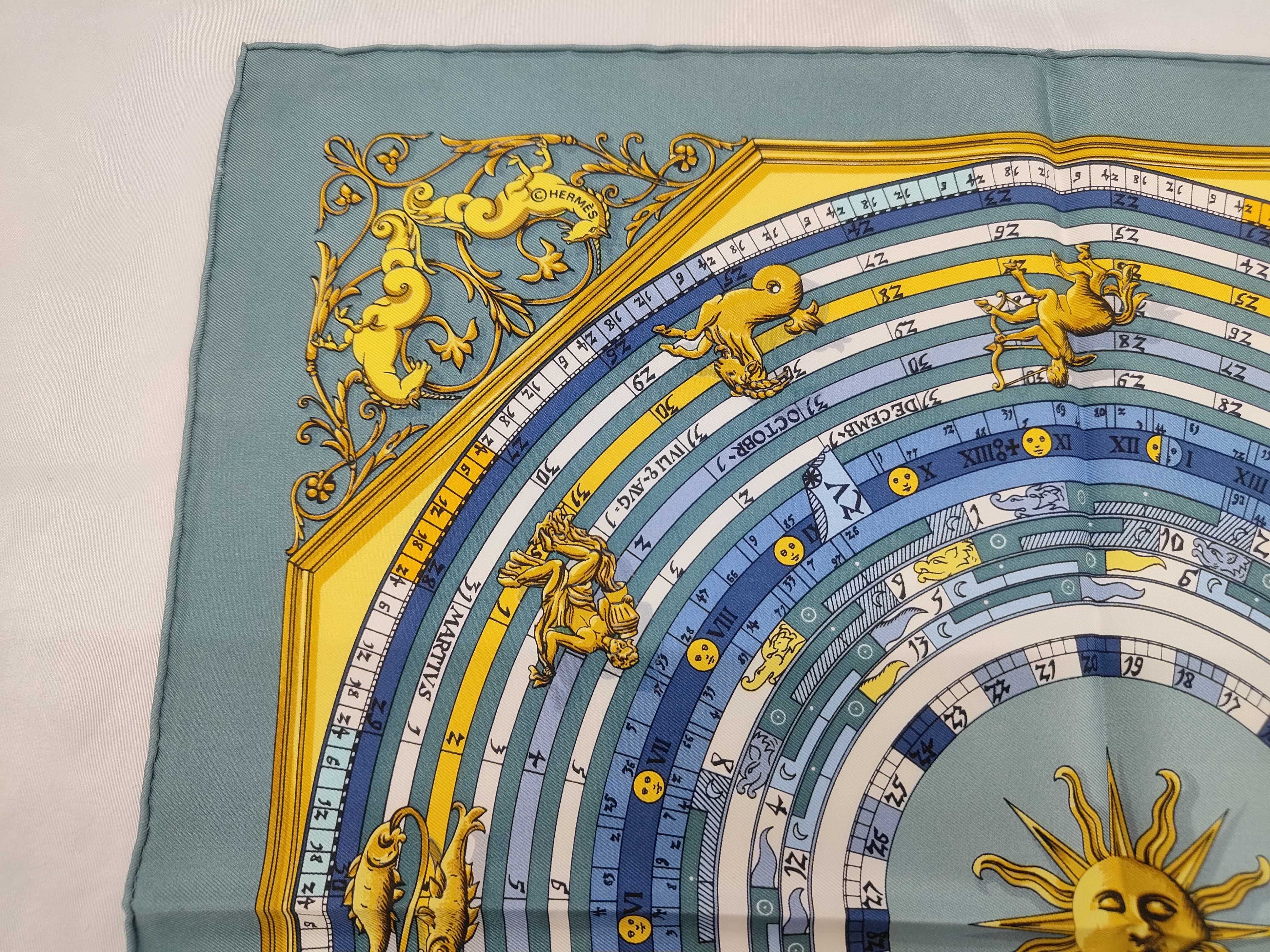 Hermes Astrologie Dies et Hore Silk Scarf by Francoise Faconnet