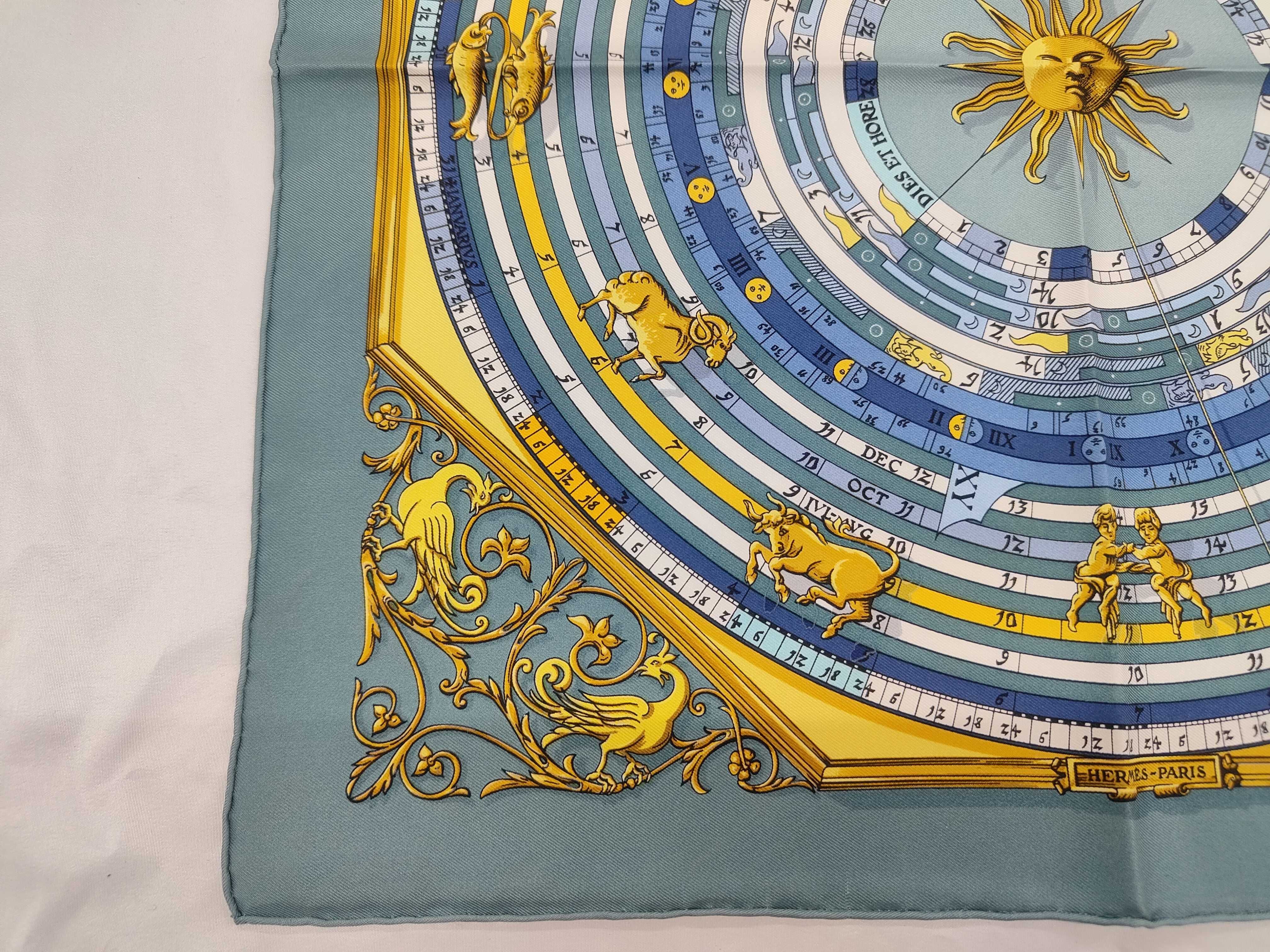Hermes Astrologie Dies et Hore Silk Scarf by Francoise Faconnet