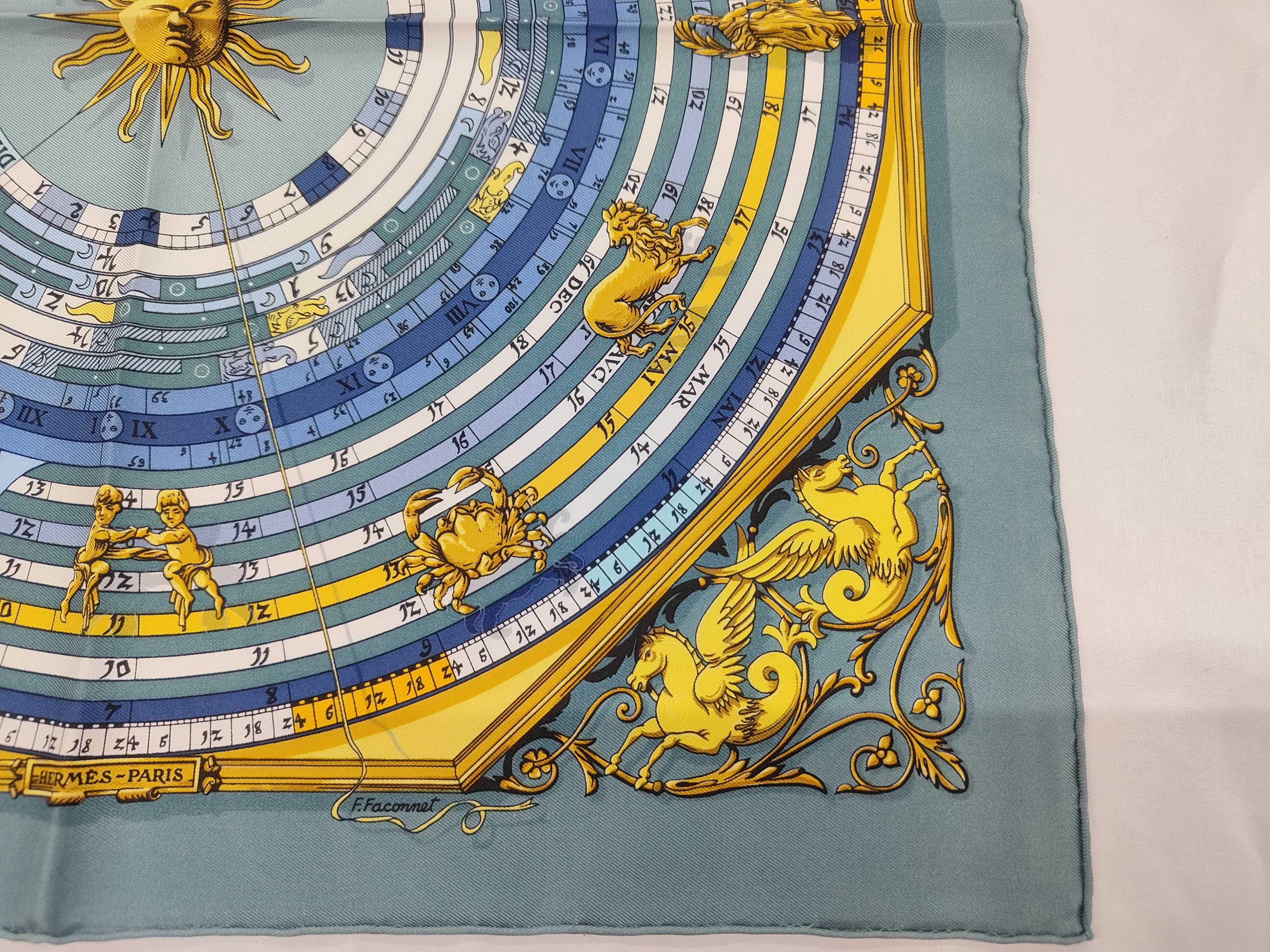 Hermes Astrologie Dies et Hore Silk Scarf by Francoise Faconnet