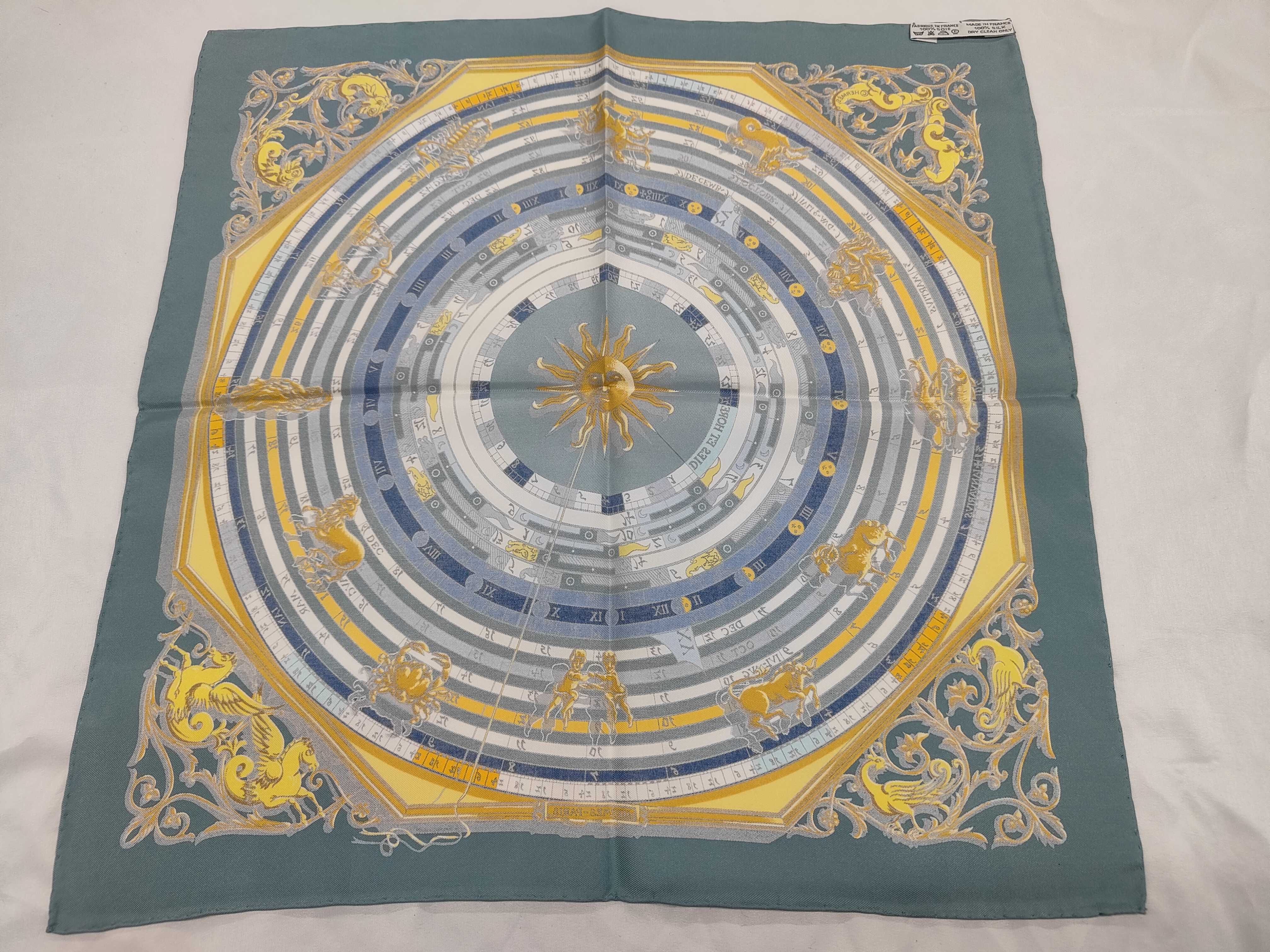 Hermes Astrologie Dies et Hore Silk Scarf by Francoise Faconnet