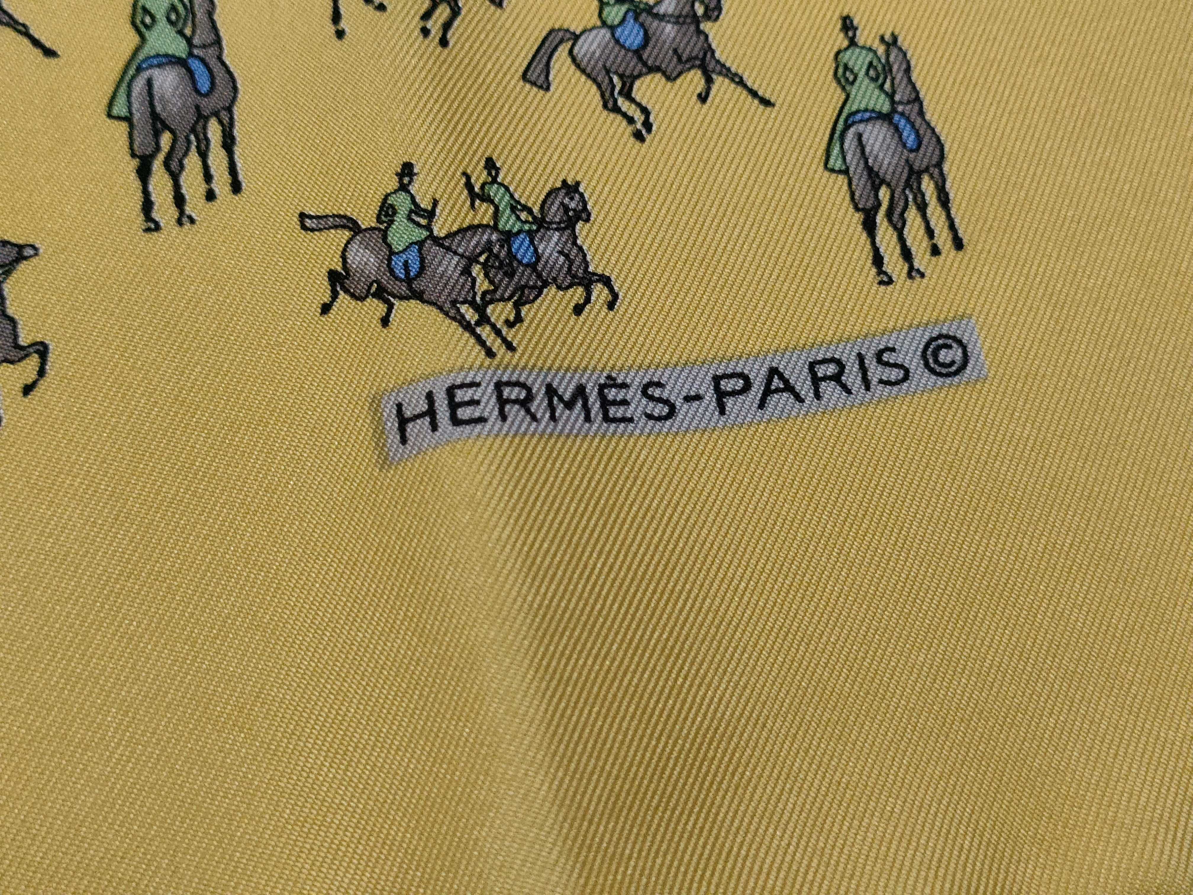 Hermes Silk Equestrian Motif Pocket Square