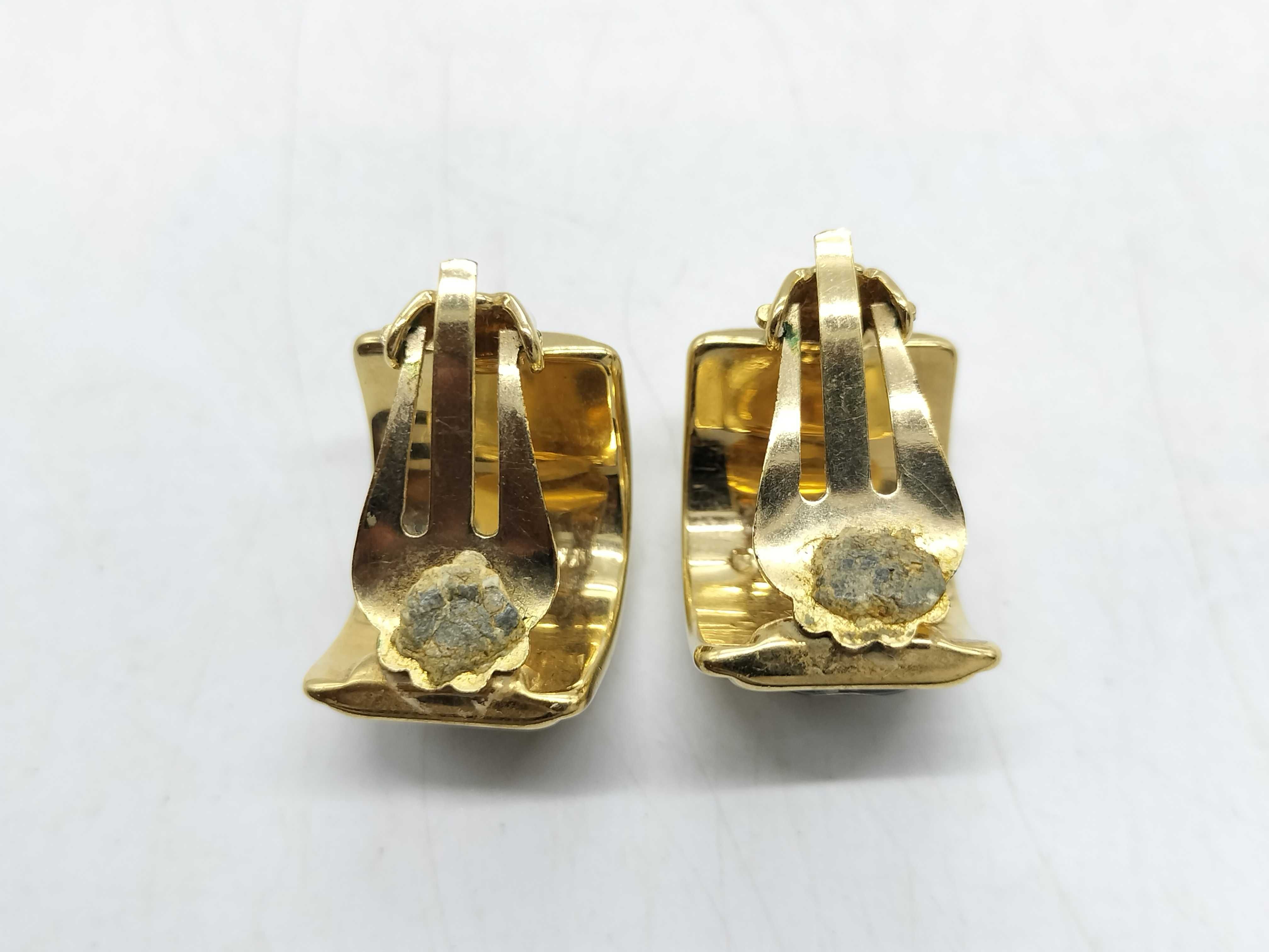 A Pair of Hermes Gold-Plated Enamel Clip-On Hoop Earrings