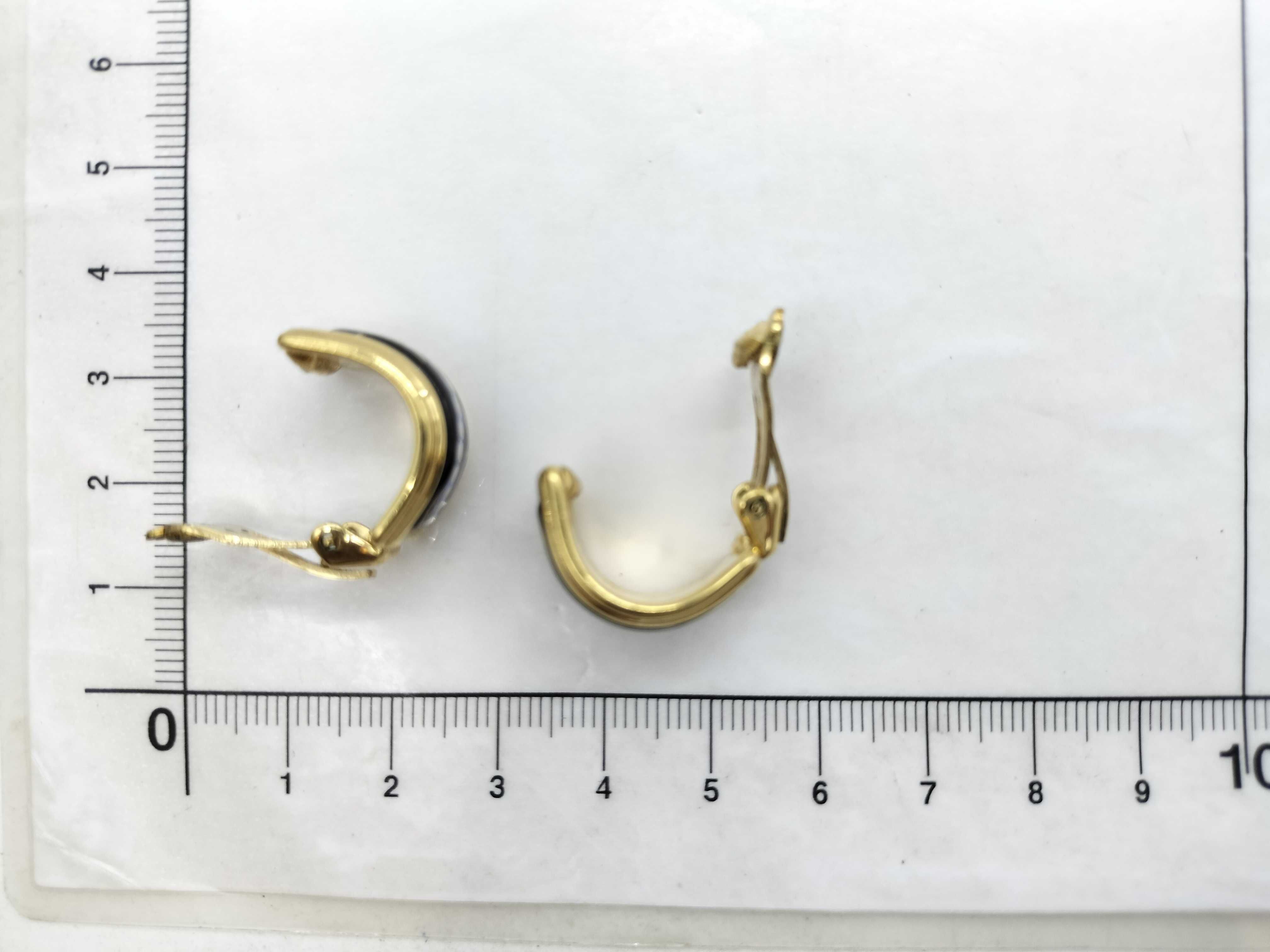A Pair of Hermes Gold-Plated Enamel Clip-On Hoop Earrings