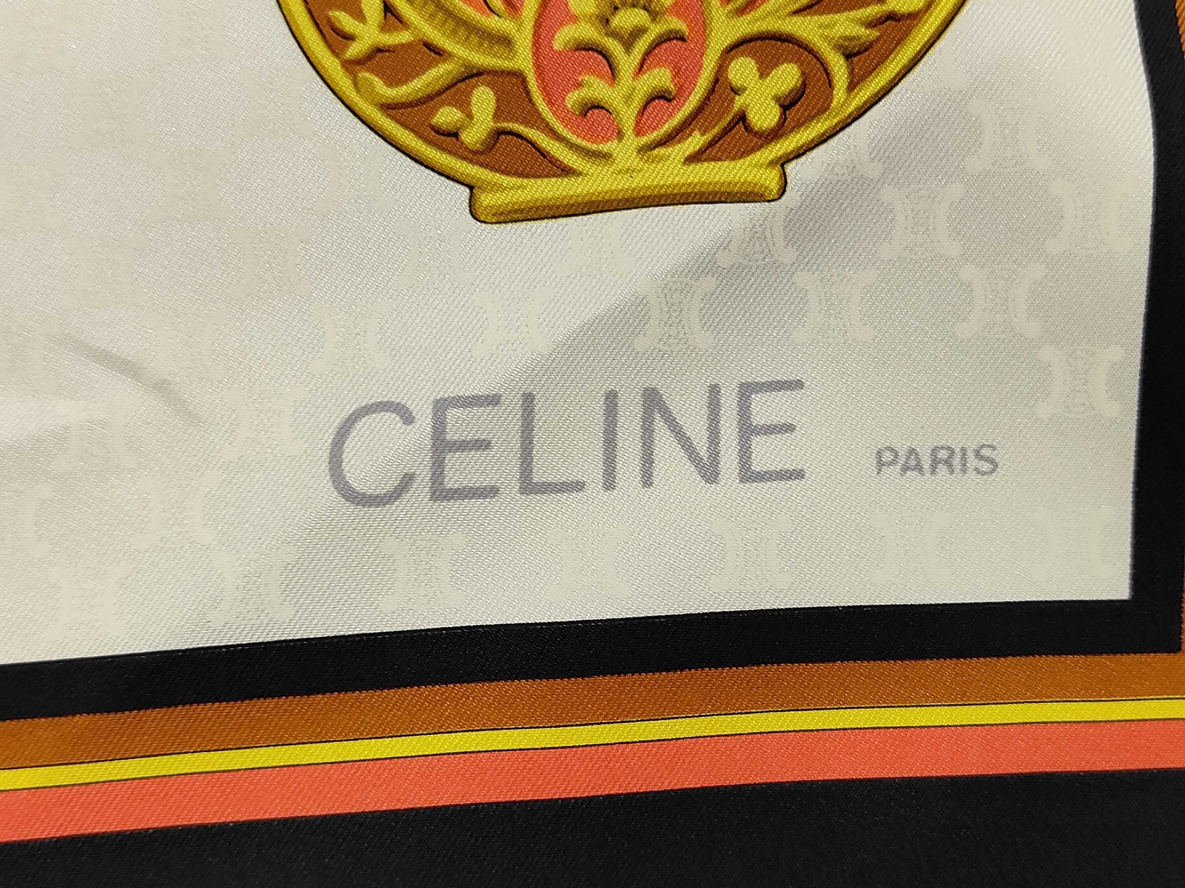 Celine Paris Triomphe Jacquard Silk Scarf with Equestrian Medallion Motif