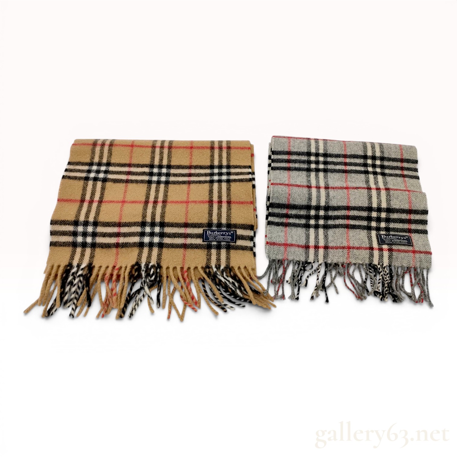 A Pair of Burberrys Vintage Nova Check Lambswool Scarves
