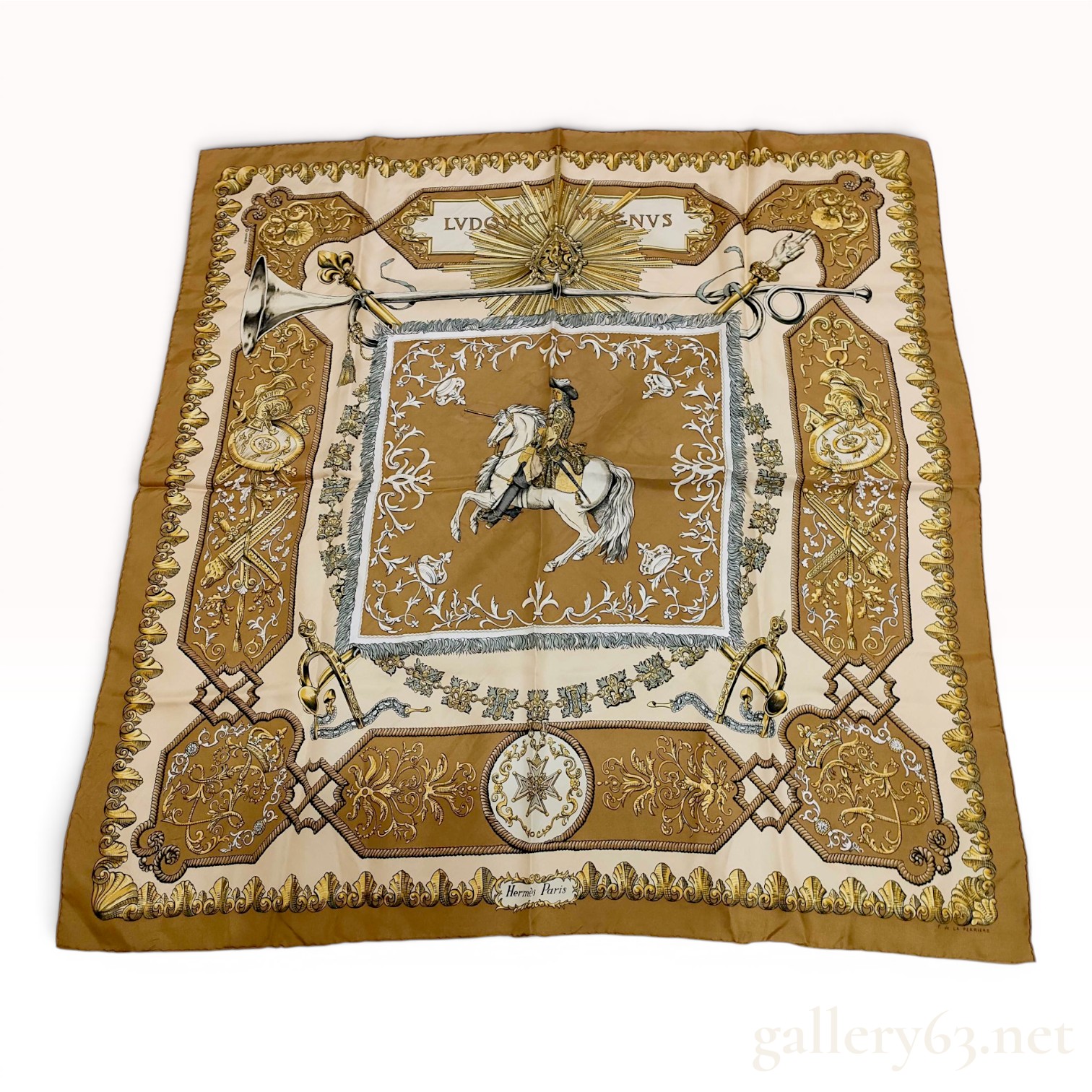 Hermes Ludovicus Magnus Silk Twill Scarf by Francoise de la Perriere