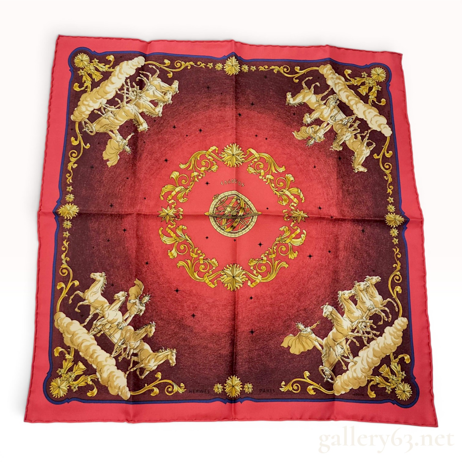 Hermes Paris Cosmos Silk Gavroche Scarf Designed by Philippe Ledoux