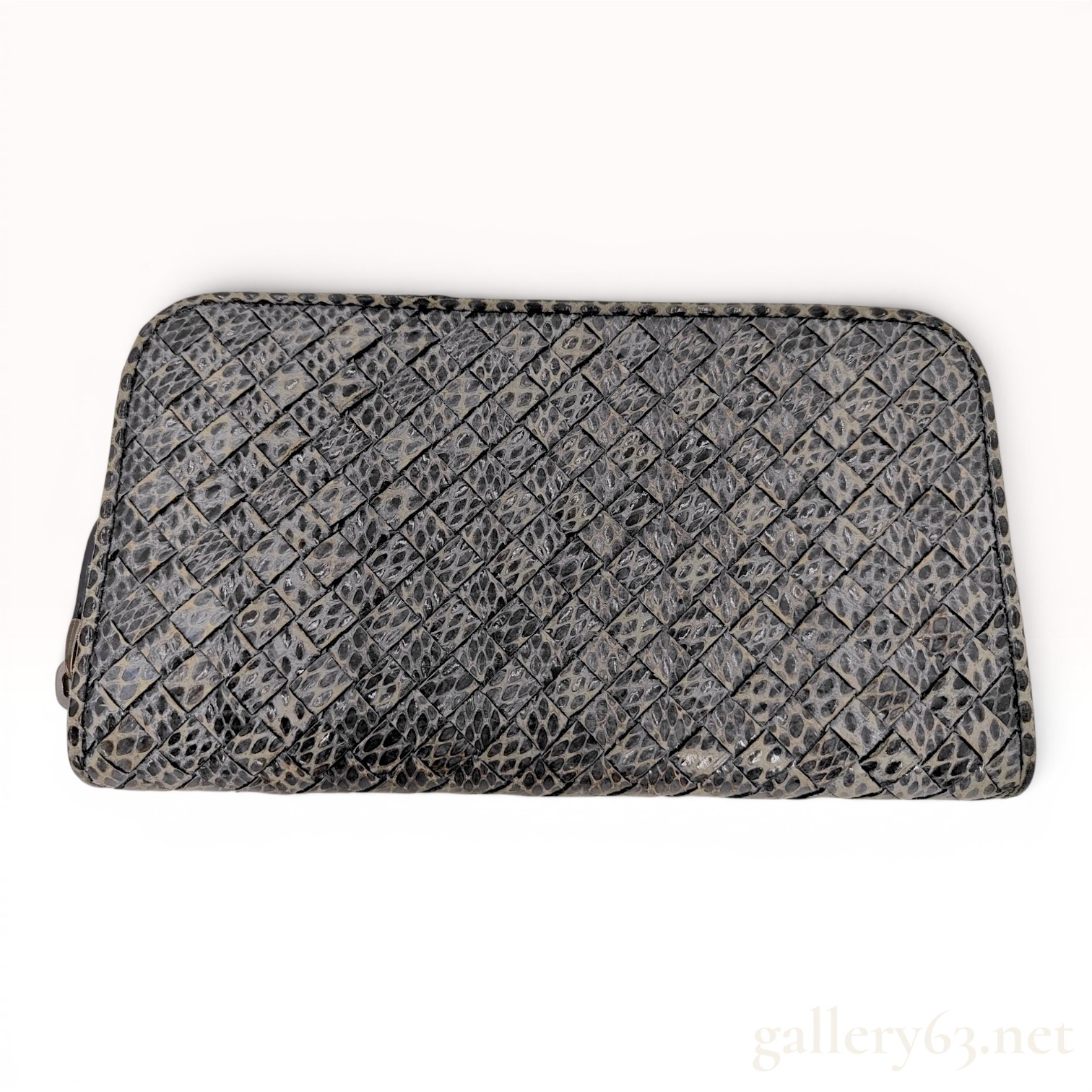 Bottega Veneta Intrecciato Snakeskin Zip-Around Long Wallet