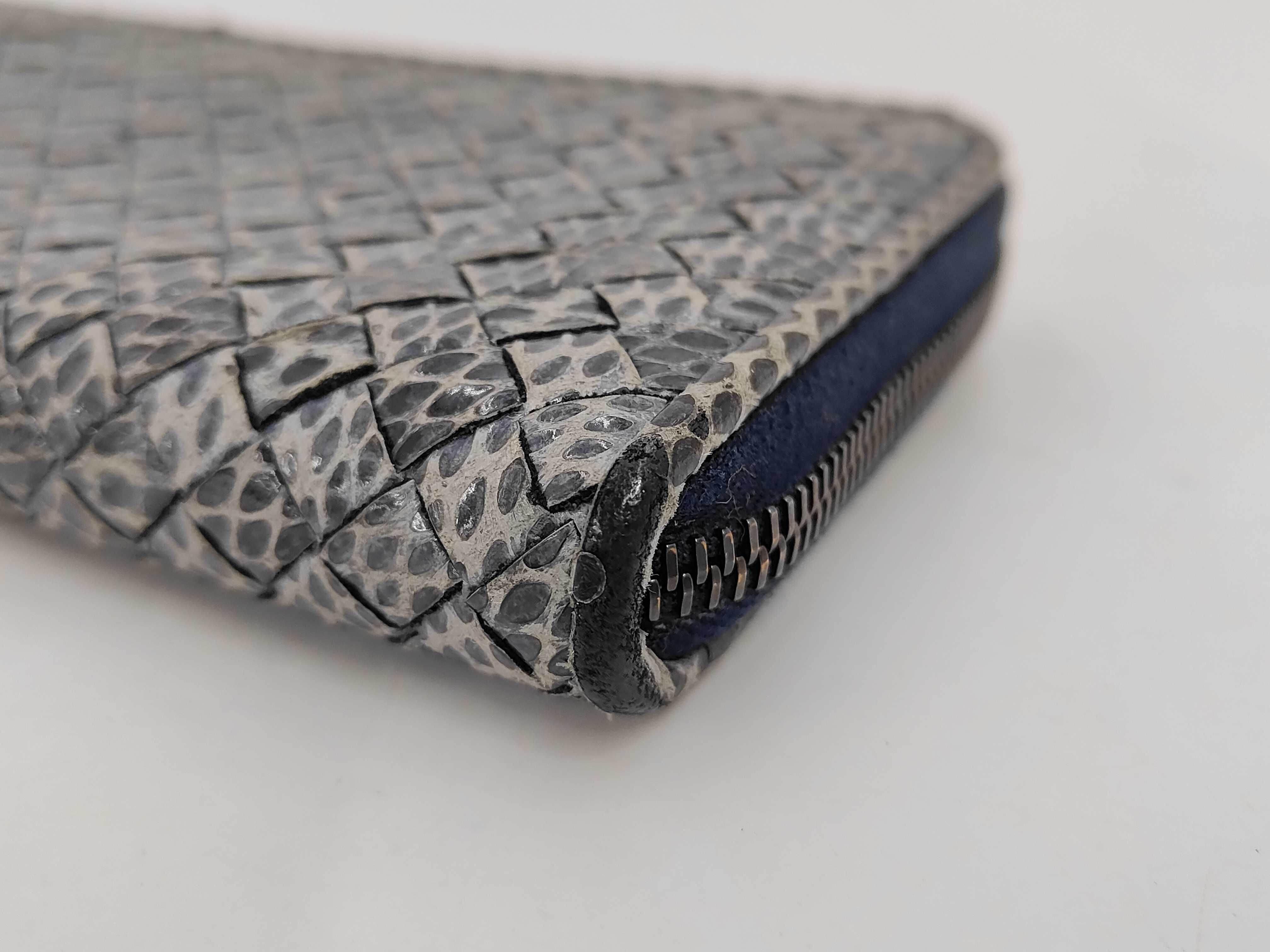 Bottega Veneta Intrecciato Snakeskin Zip-Around Long Wallet