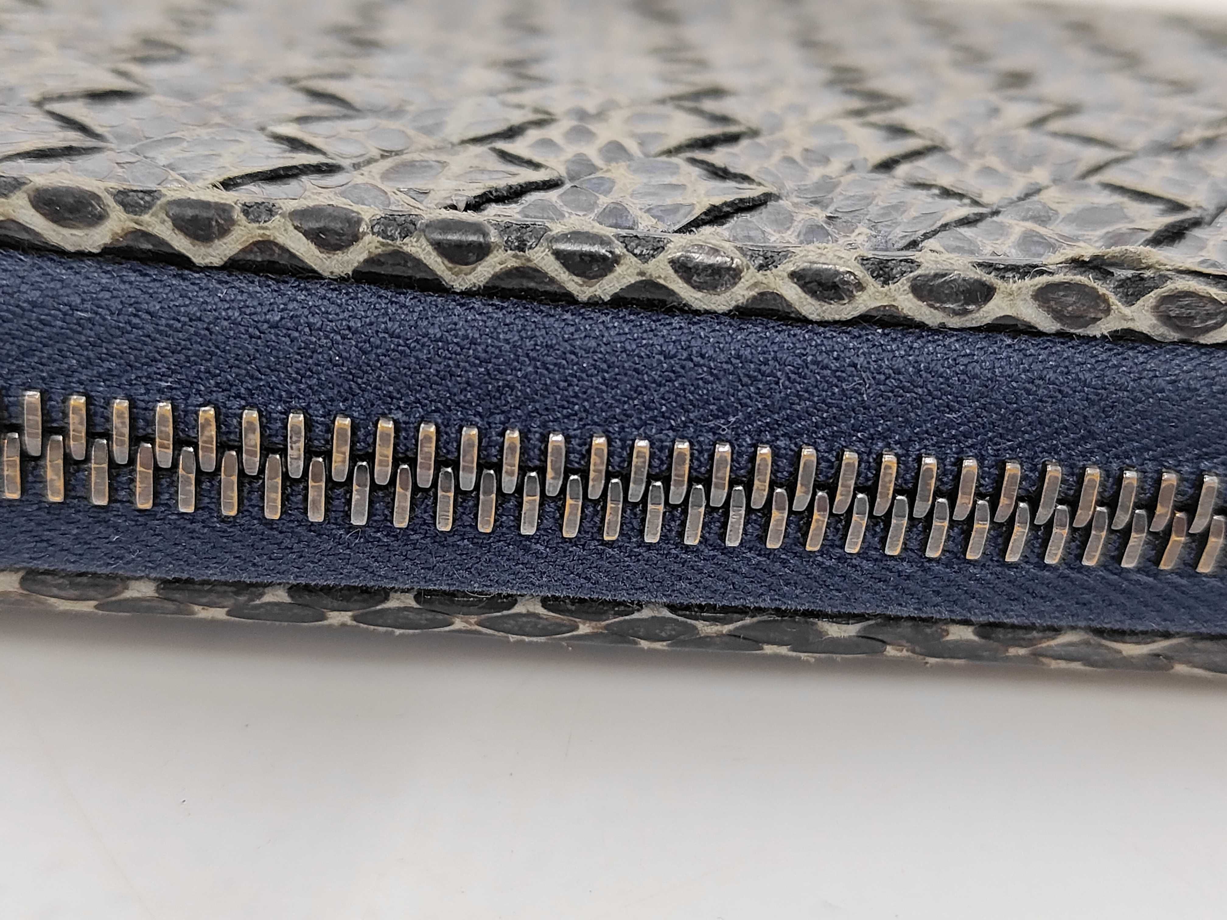 Bottega Veneta Intrecciato Snakeskin Zip-Around Long Wallet
