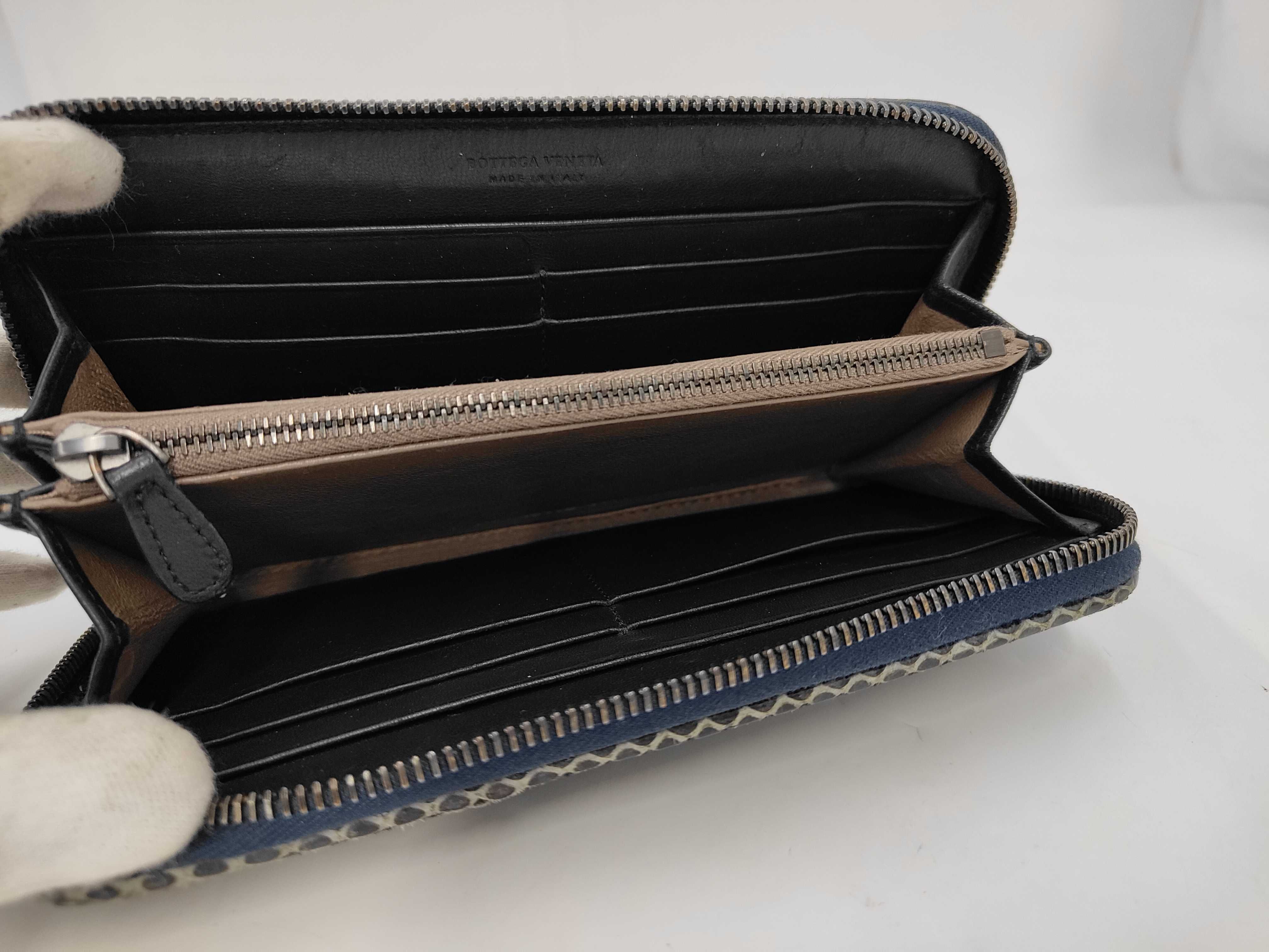 Bottega Veneta Intrecciato Snakeskin Zip-Around Long Wallet
