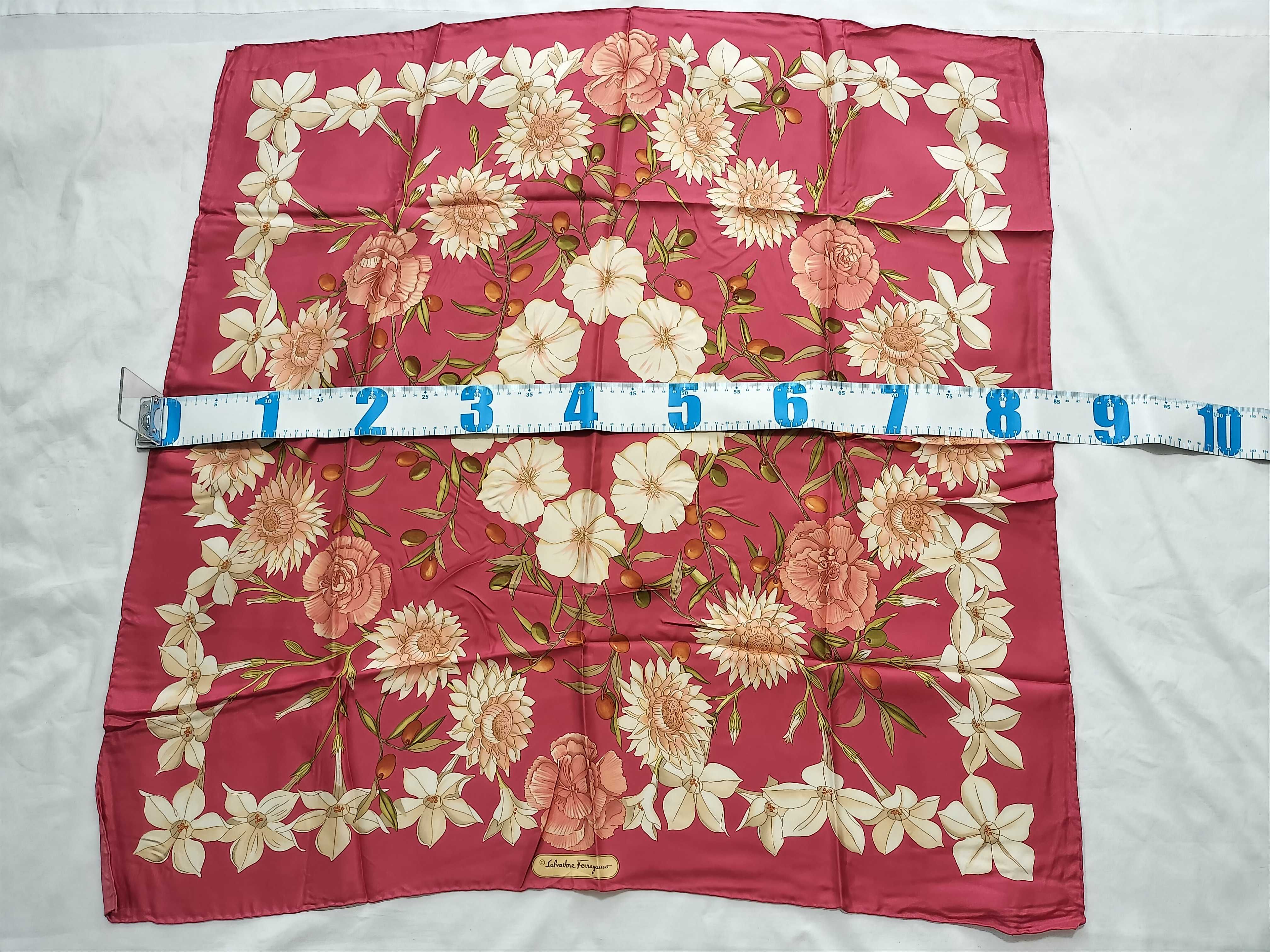 Salvatore Ferragamo Silk Floral and Olive Branch Scarf
