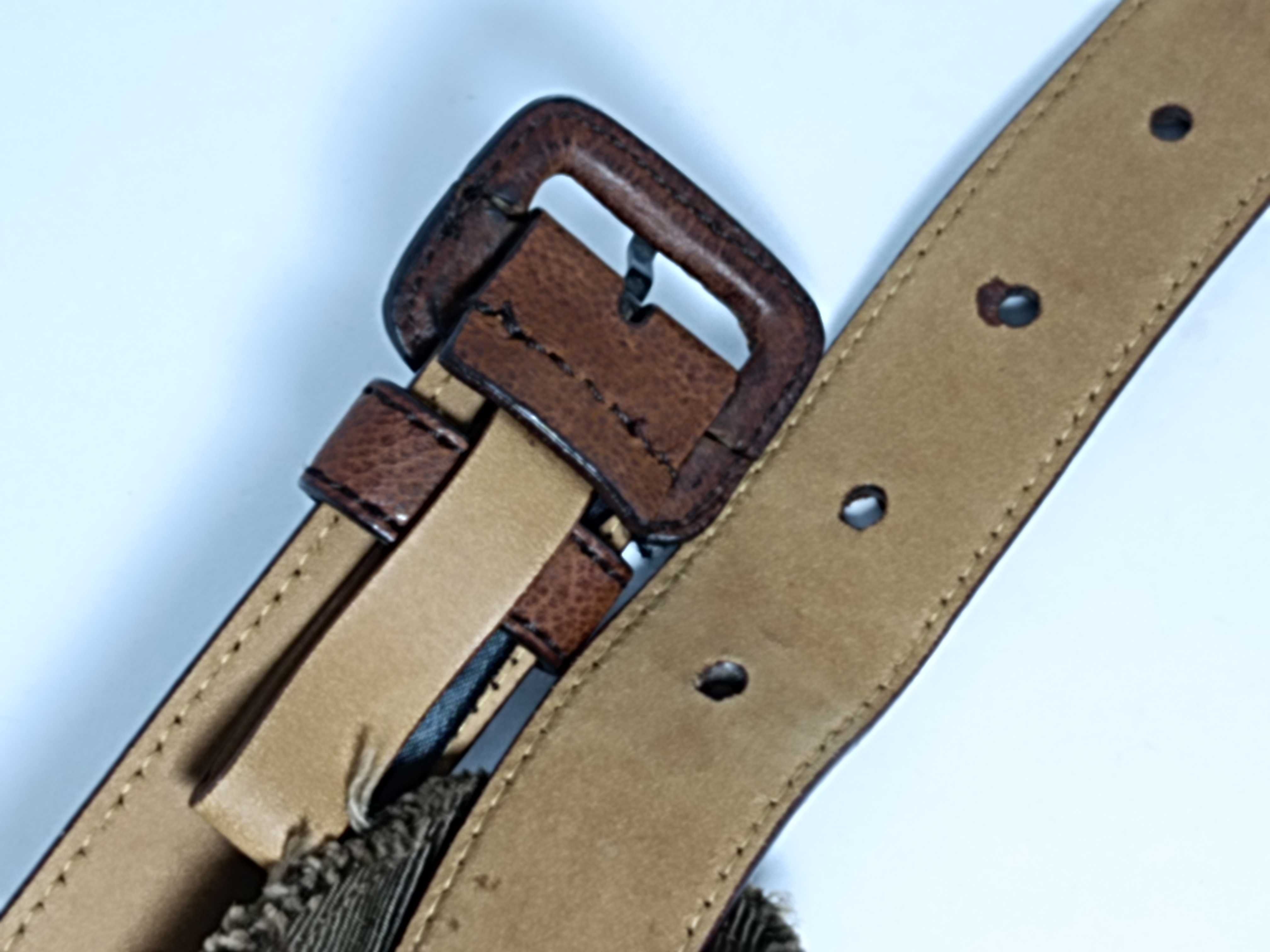 Prada Crystal Embellished Brown Leather Belt Size 85/34