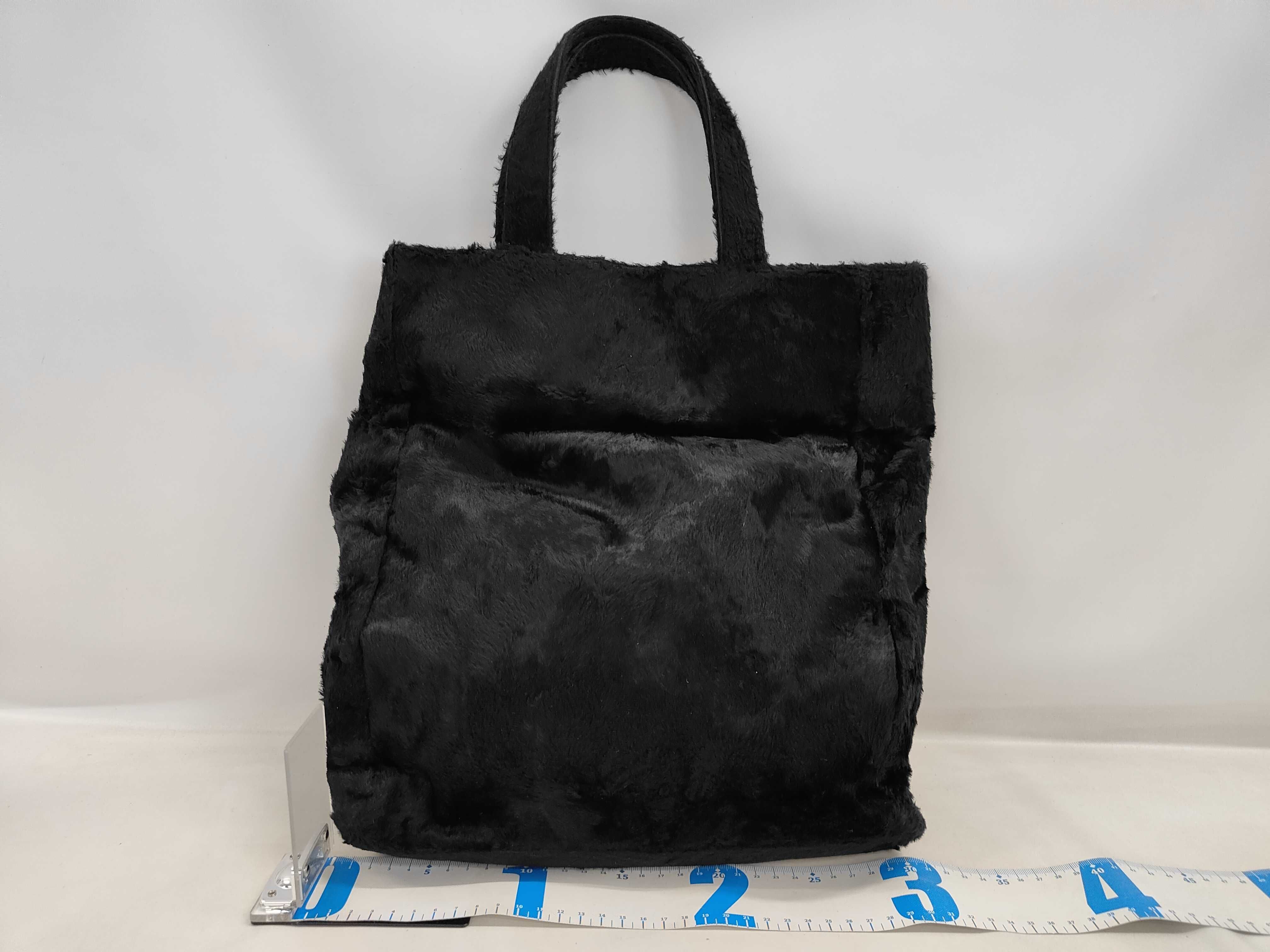 D&G Dolce and Gabbana Black Faux Fur Tote Bag