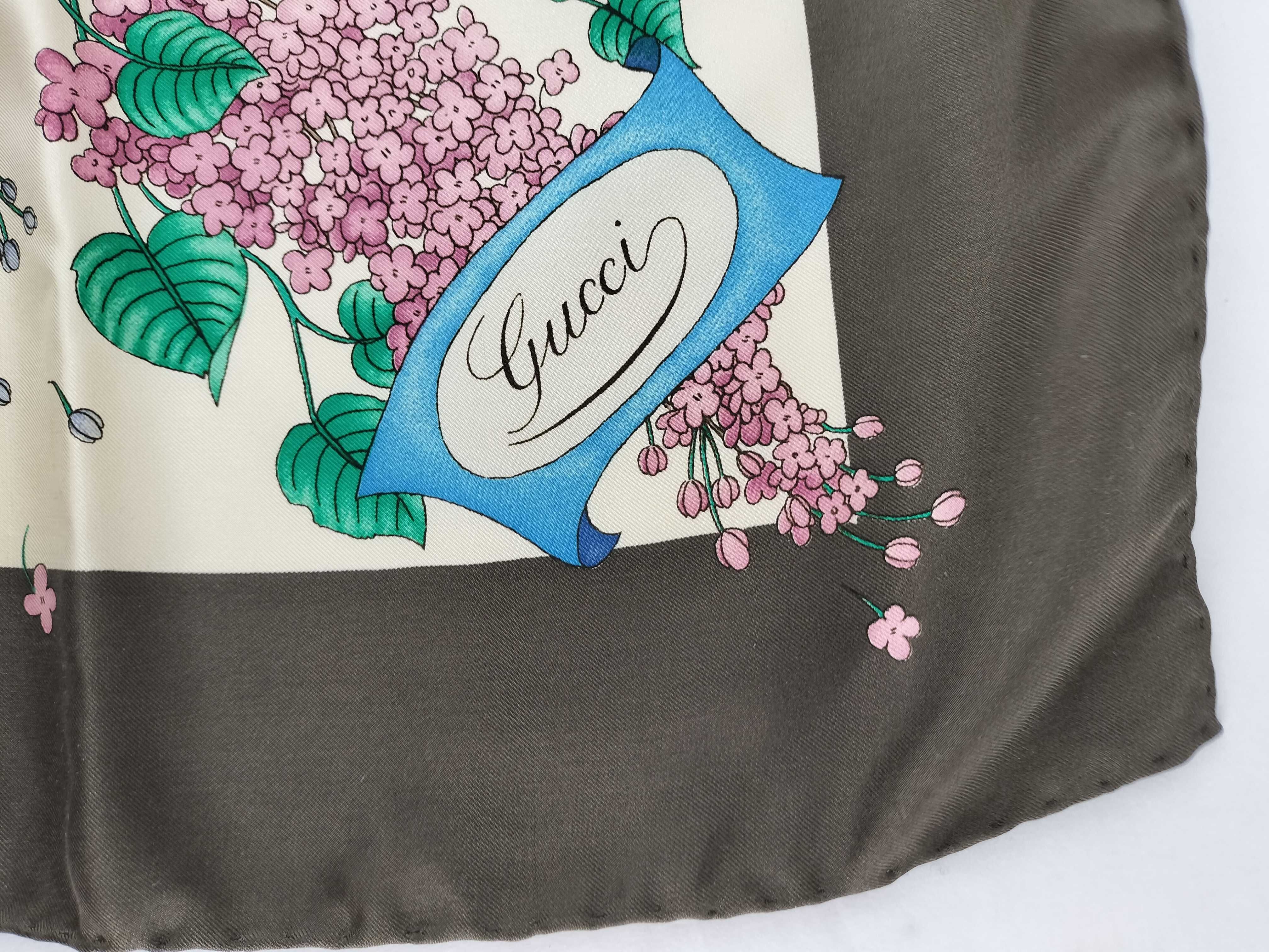 Gucci Vintage Silk Flora Pattern Scarf by Vittorio Accornero