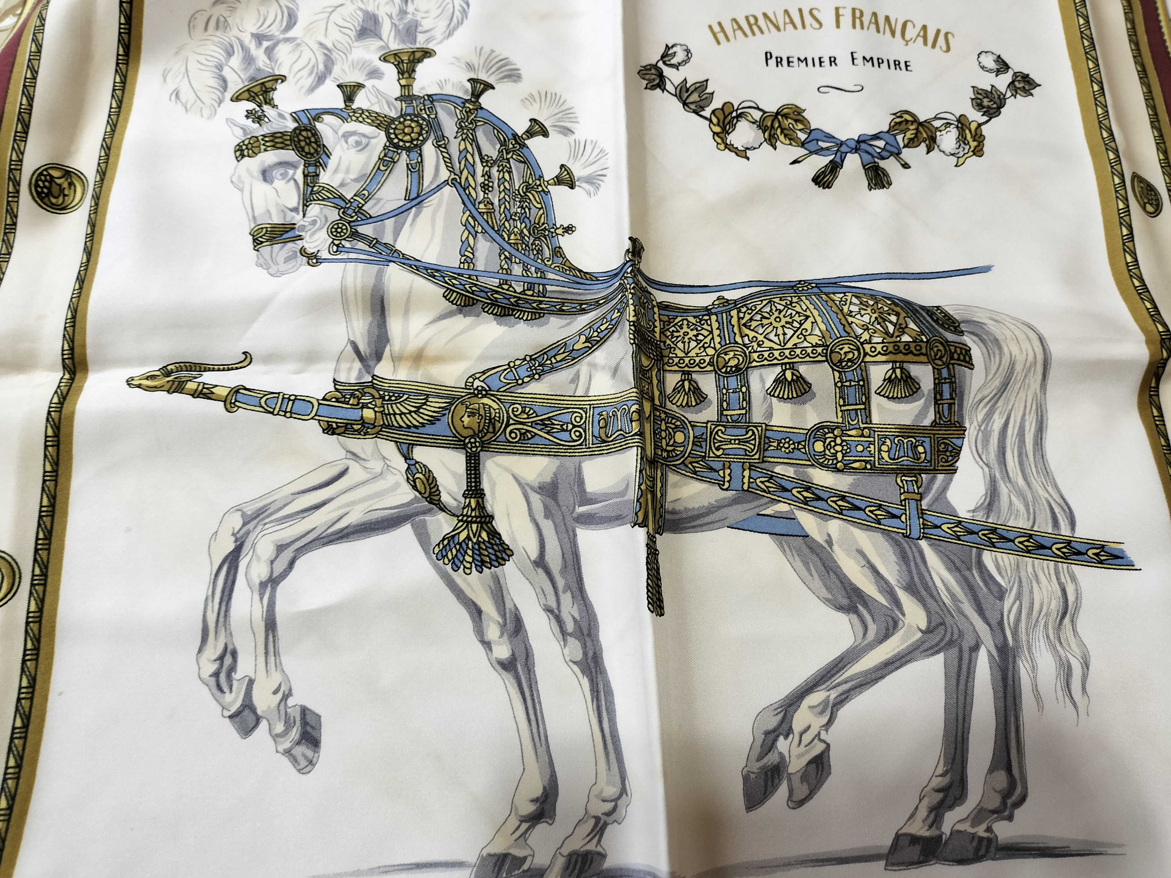 Hermes Harnais Francais Premier Empire Silk Carre Scarf