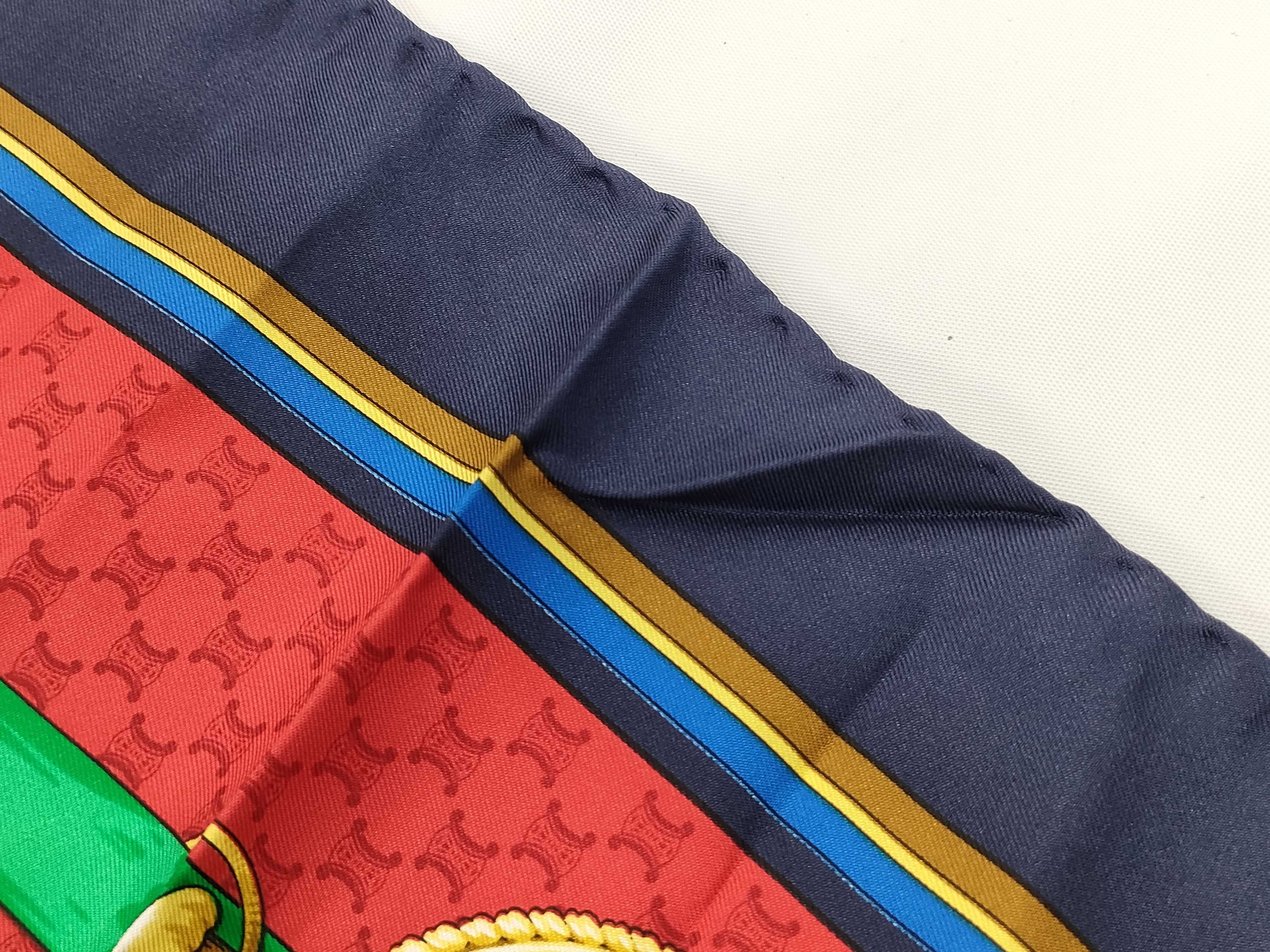 Celine Paris Vintage Equestrian Medallion Silk Scarf