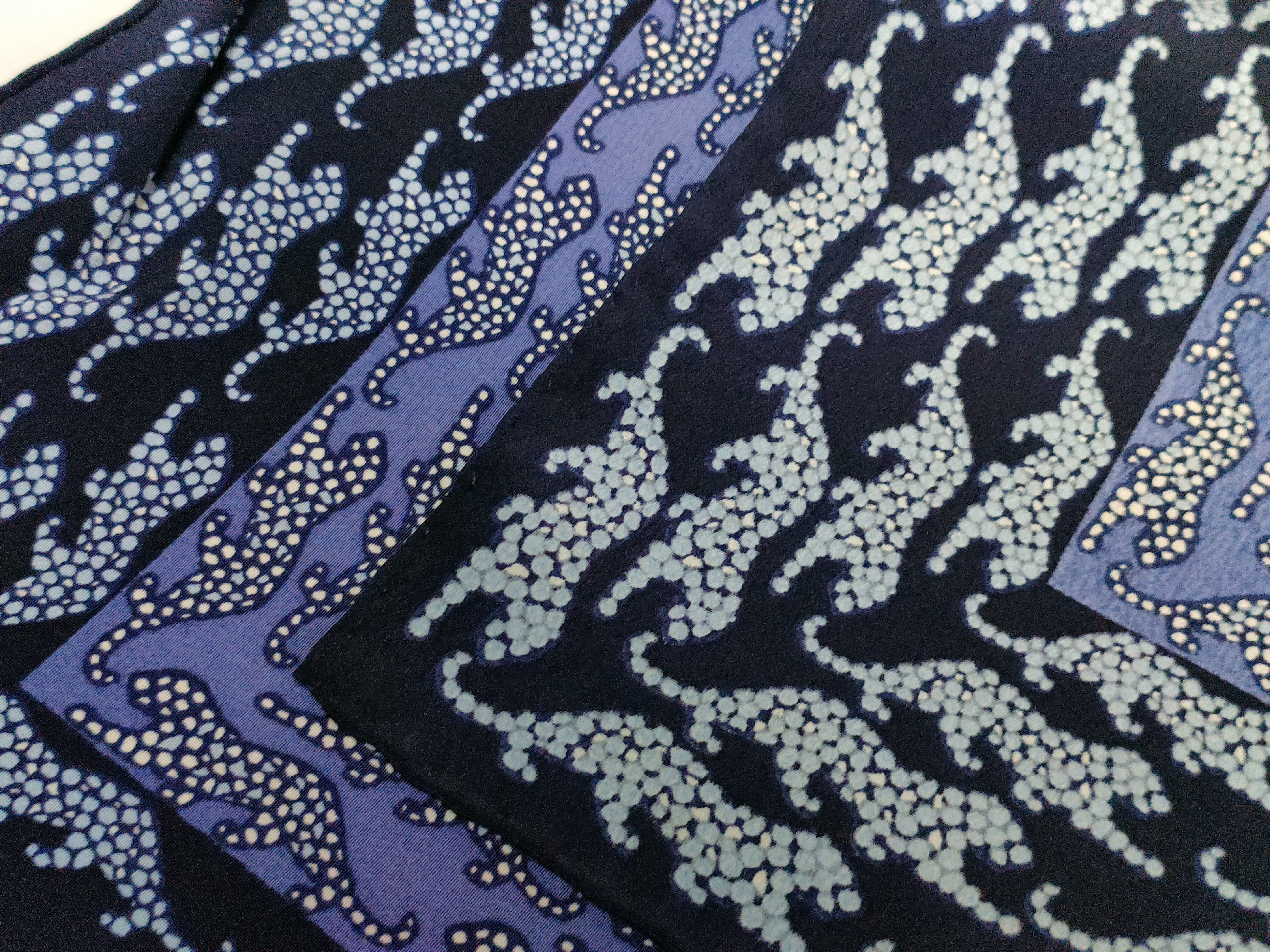 Cartier Blue Silk Panther Motif Scarf
