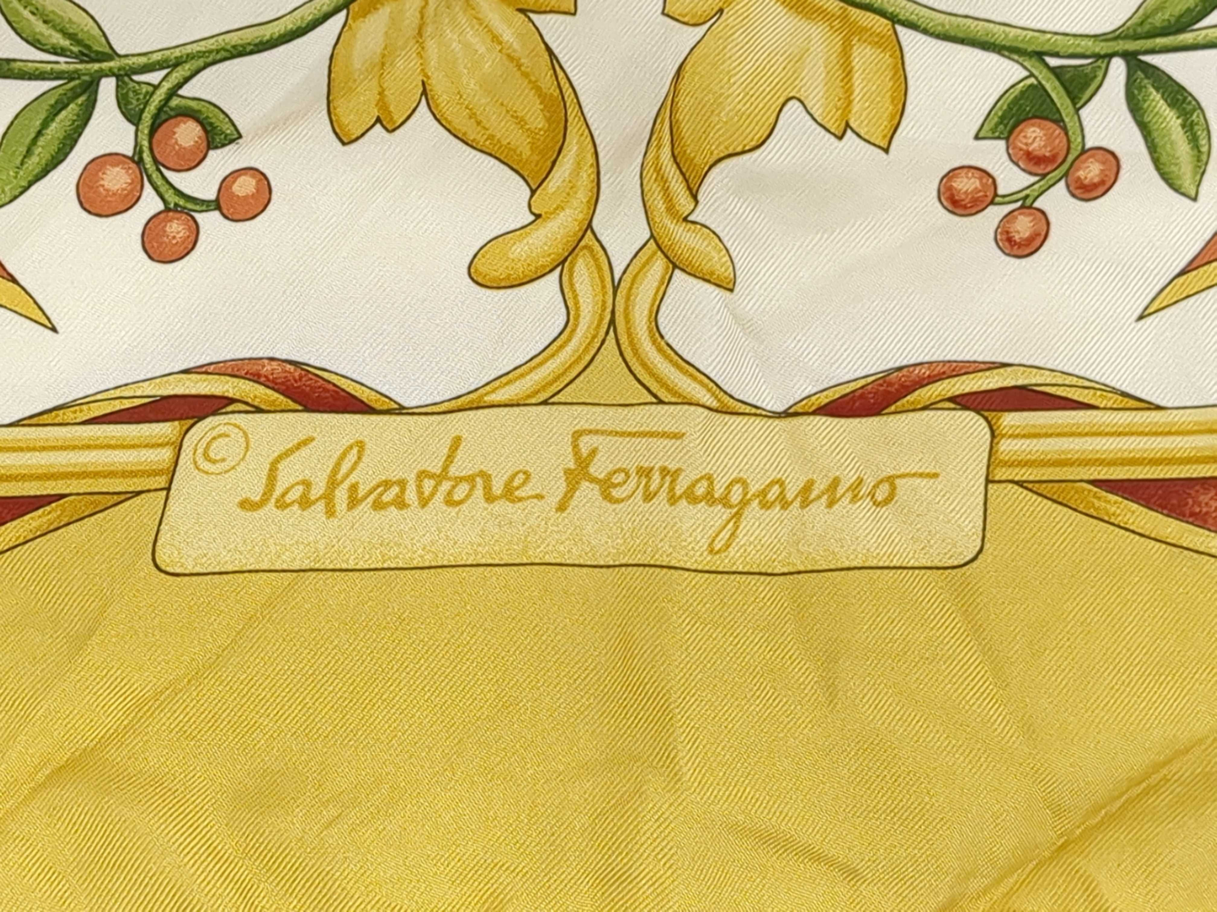 Two Designer Silk Scarves by Yves Saint Laurent and Salvatore Ferragamo