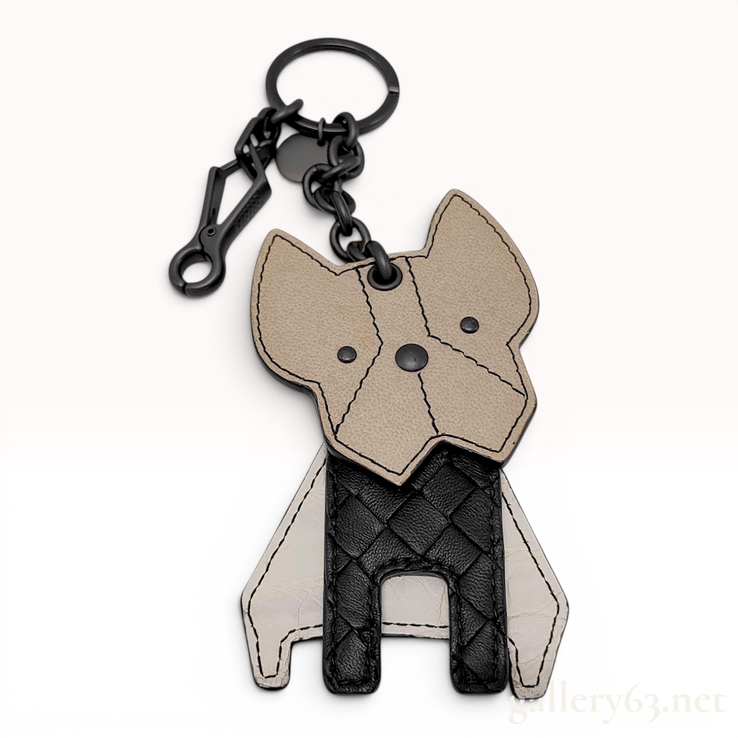Bottega Veneta Multi-Leather French Bulldog Bag Charm and Keychain