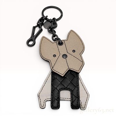 Bottega Veneta Multi-Leather French Bulldog Bag Charm and Keychain. A designer bag charm and 