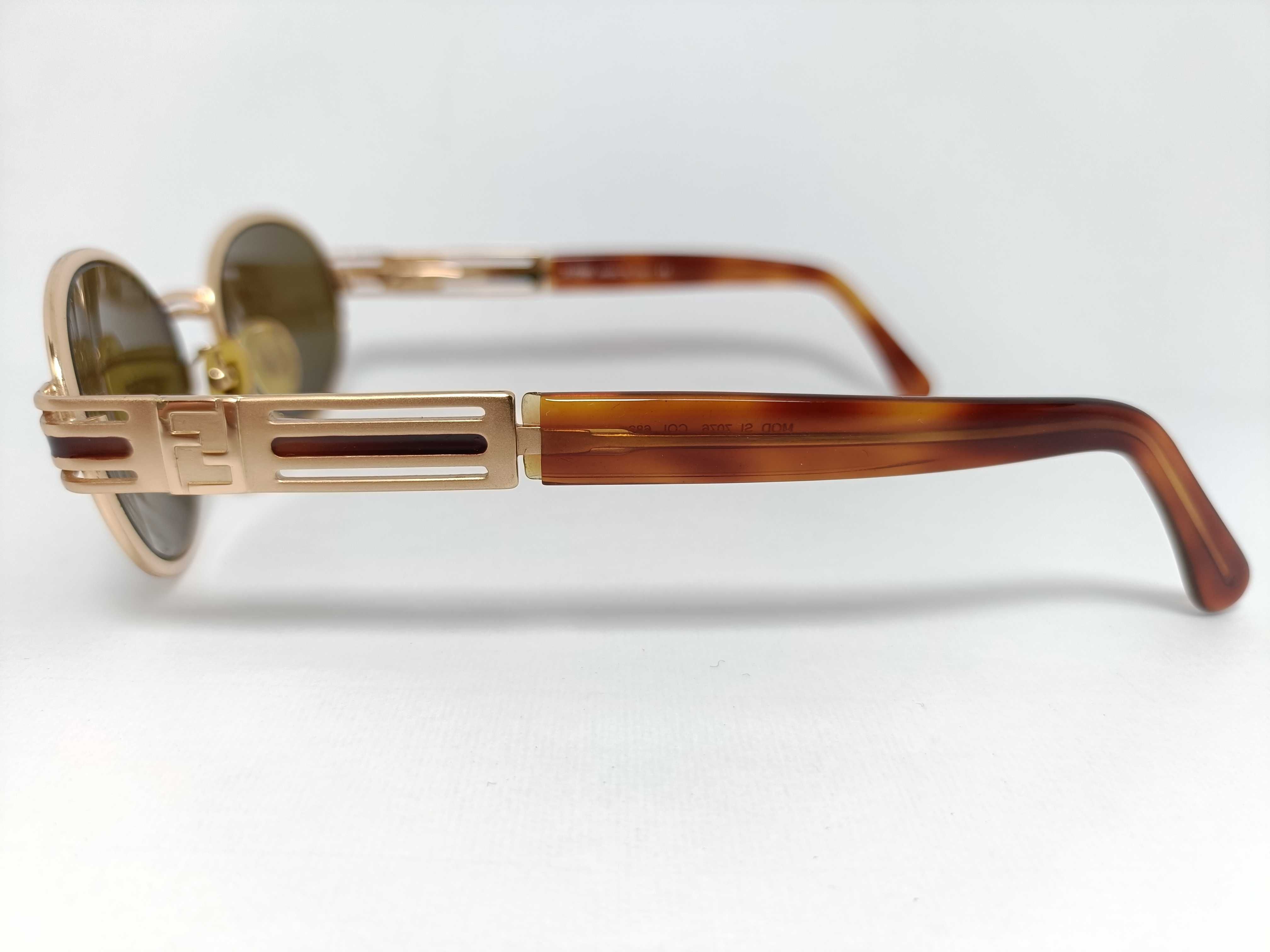 Fendi Vintage Oval Gold-Tone Metal Sunglasses Model SL 7076 Color 683
