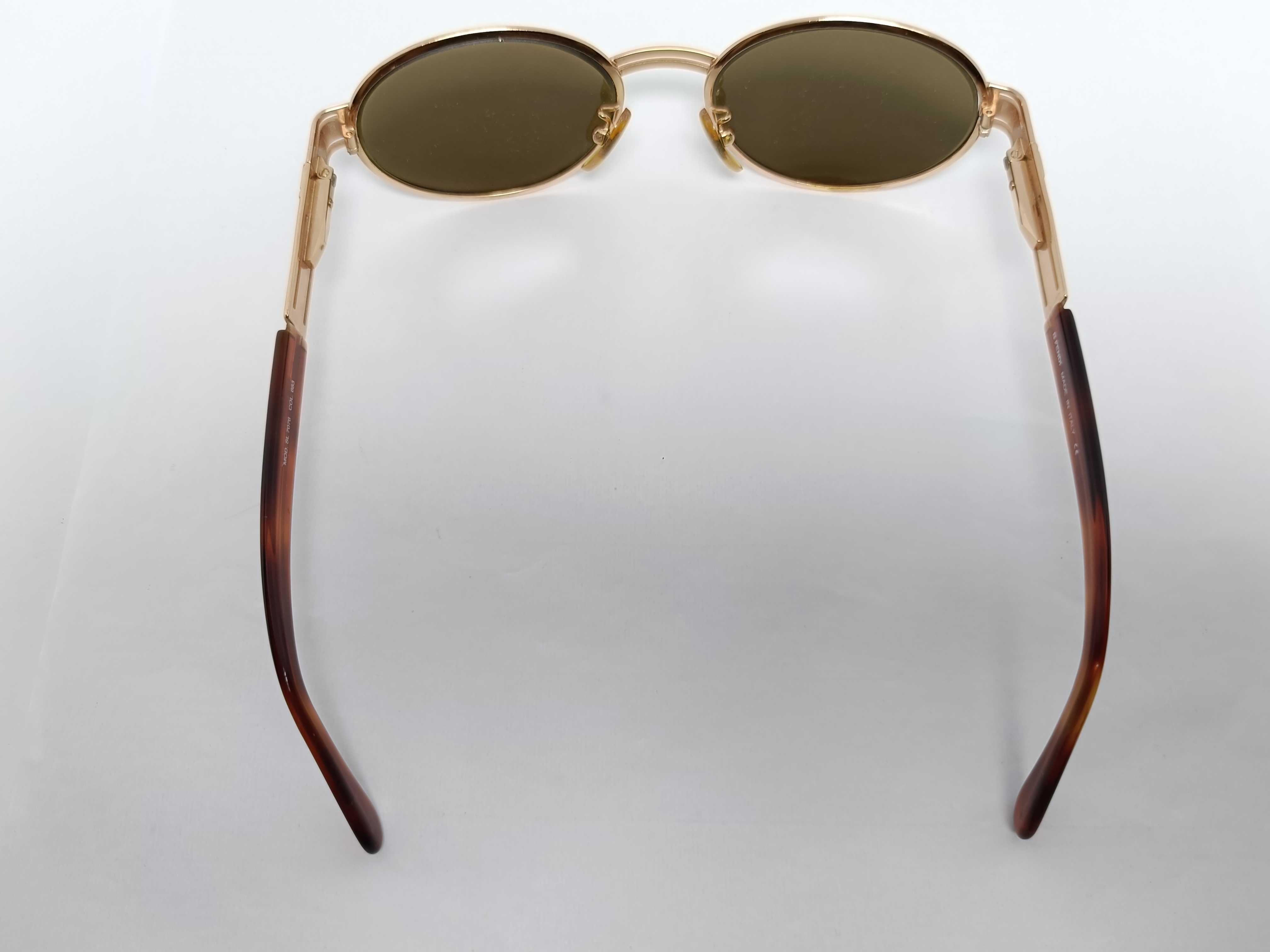 Fendi Vintage Oval Gold-Tone Metal Sunglasses Model SL 7076 Color 683
