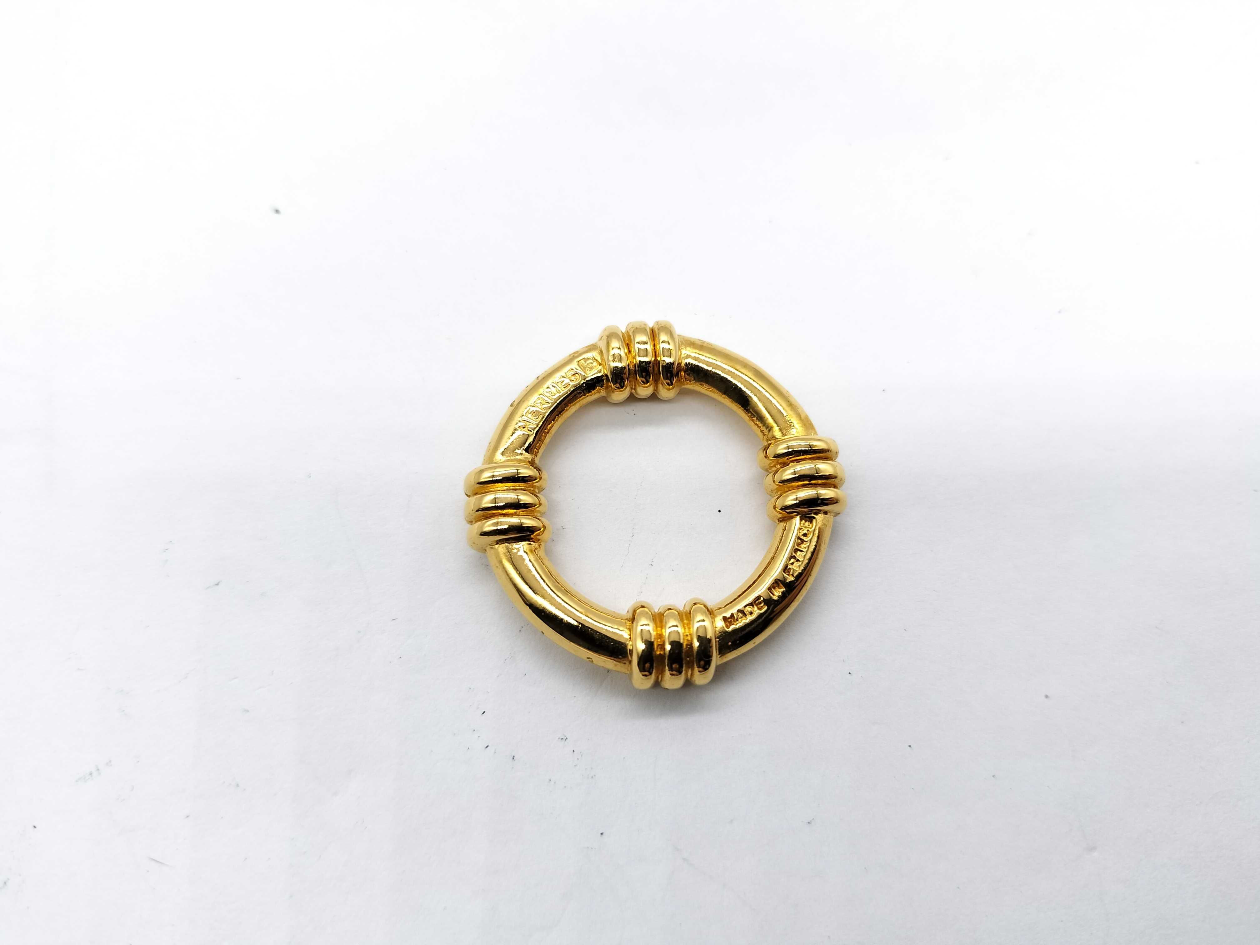 Hermes Gold-Plated Gadroon Scarf Ring with Original Box