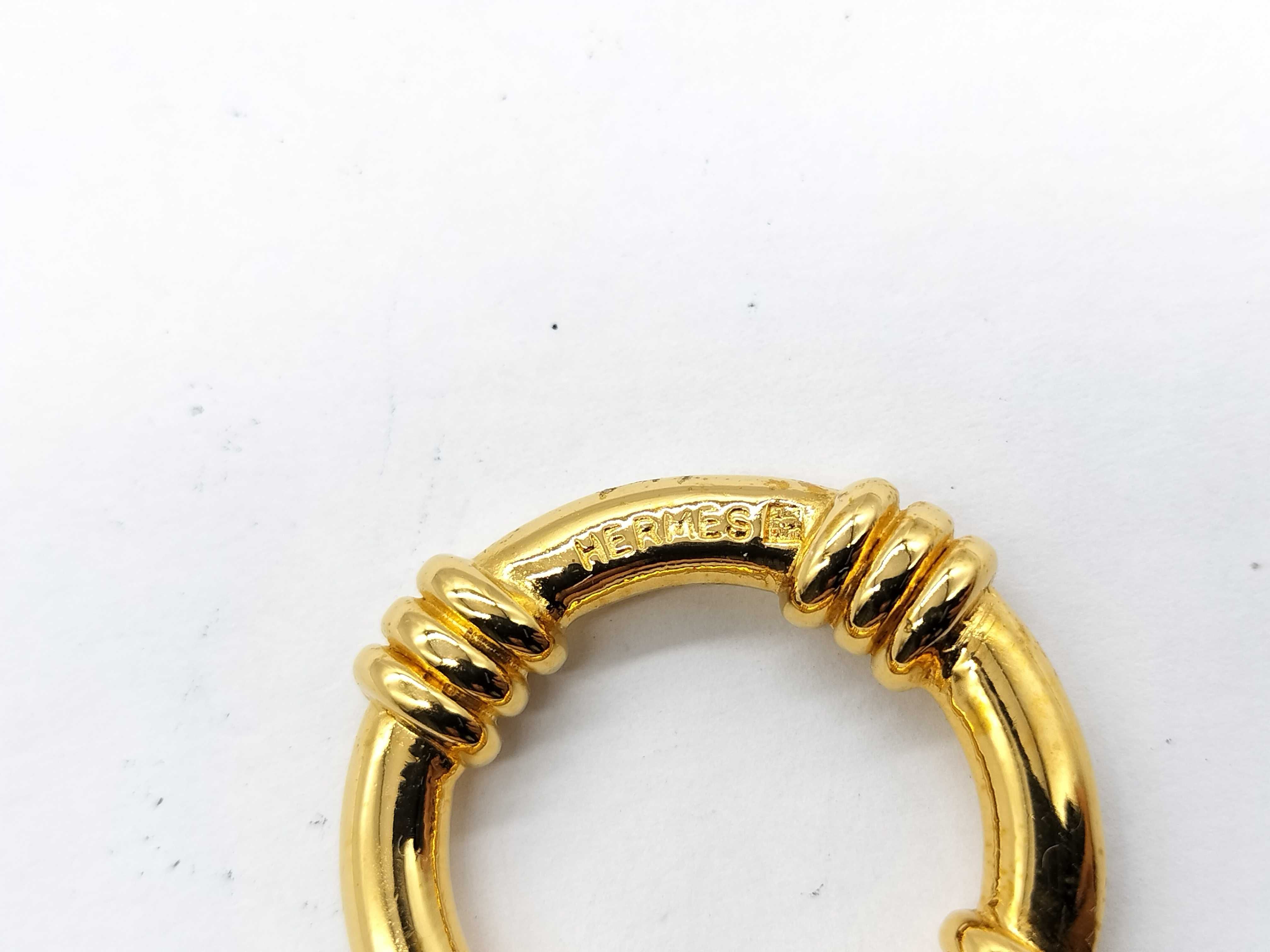 Hermes Gold-Plated Gadroon Scarf Ring with Original Box