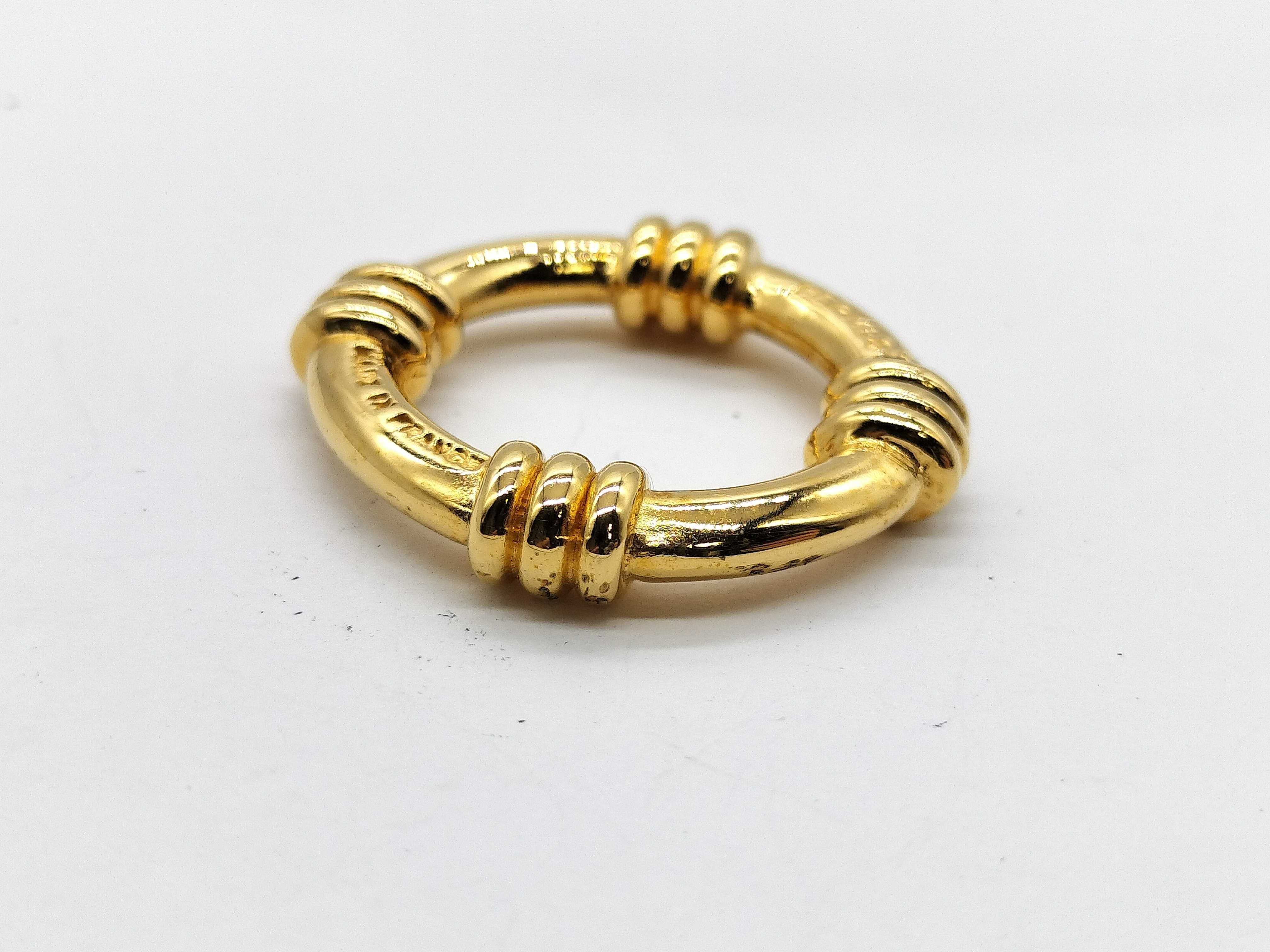 Hermes Gold-Plated Gadroon Scarf Ring with Original Box