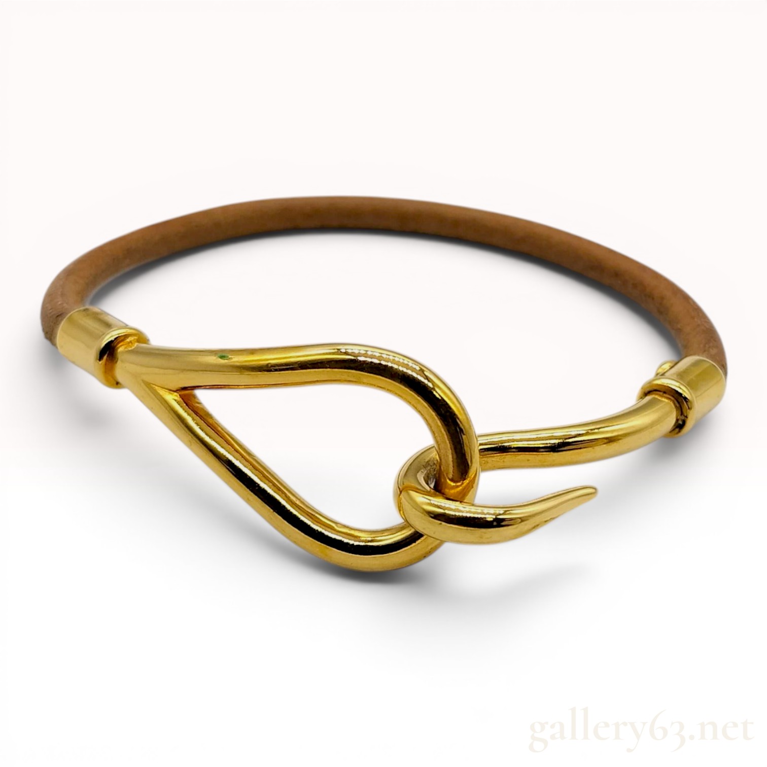 Hermes Jumbo Hook Leather Bracelet With Box