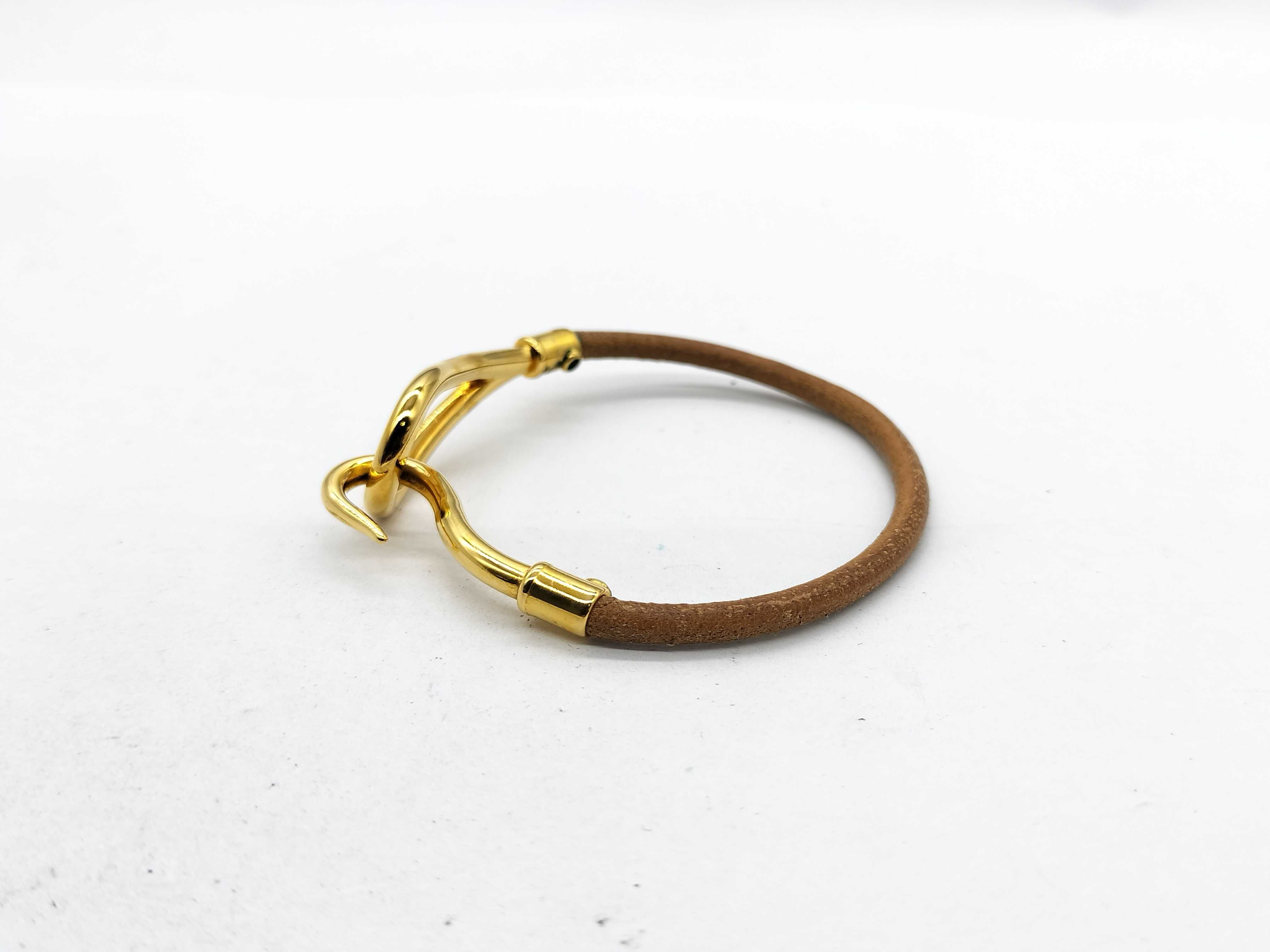 Hermes Jumbo Hook Leather Bracelet With Box