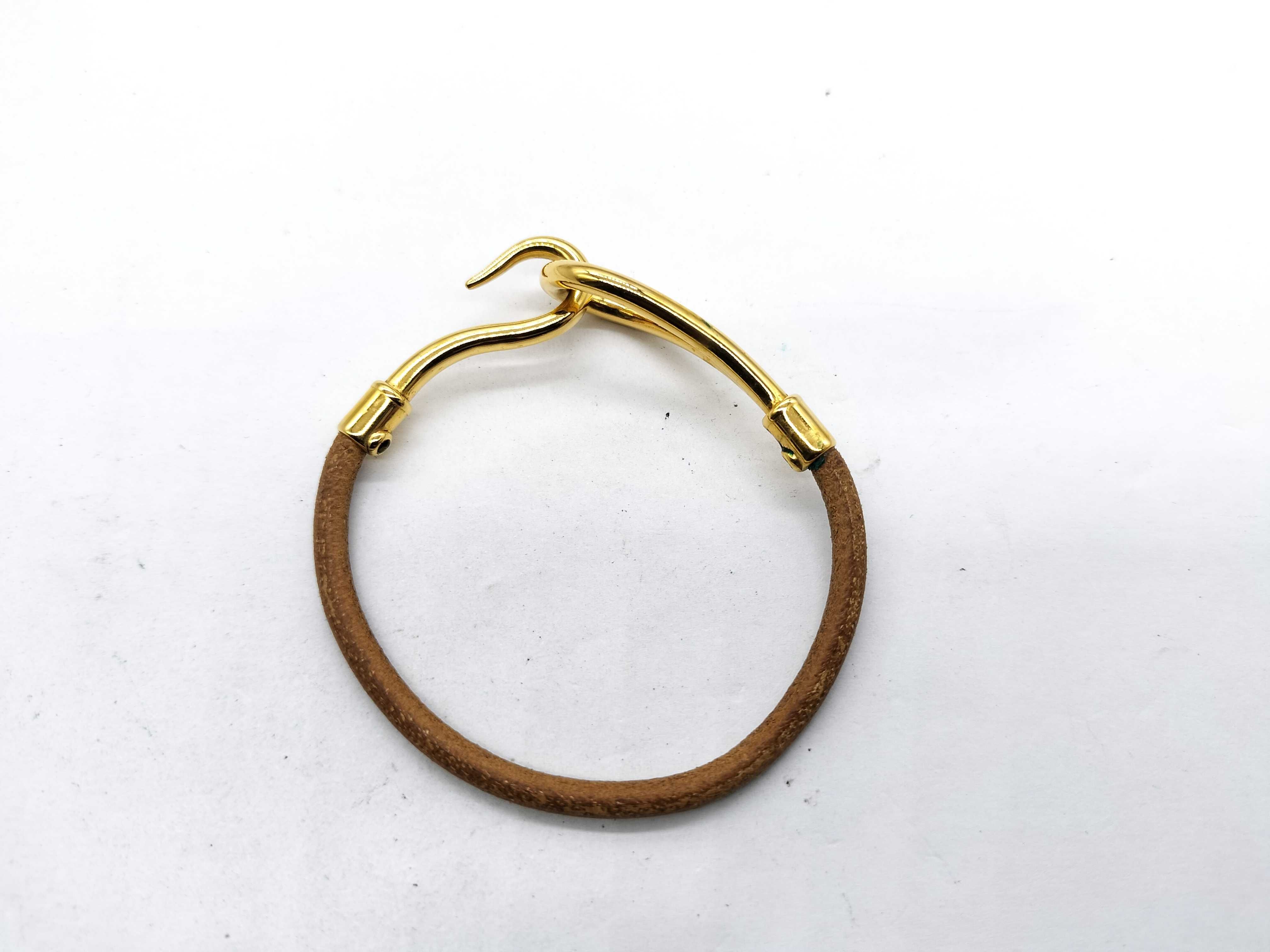 Hermes Jumbo Hook Leather Bracelet With Box