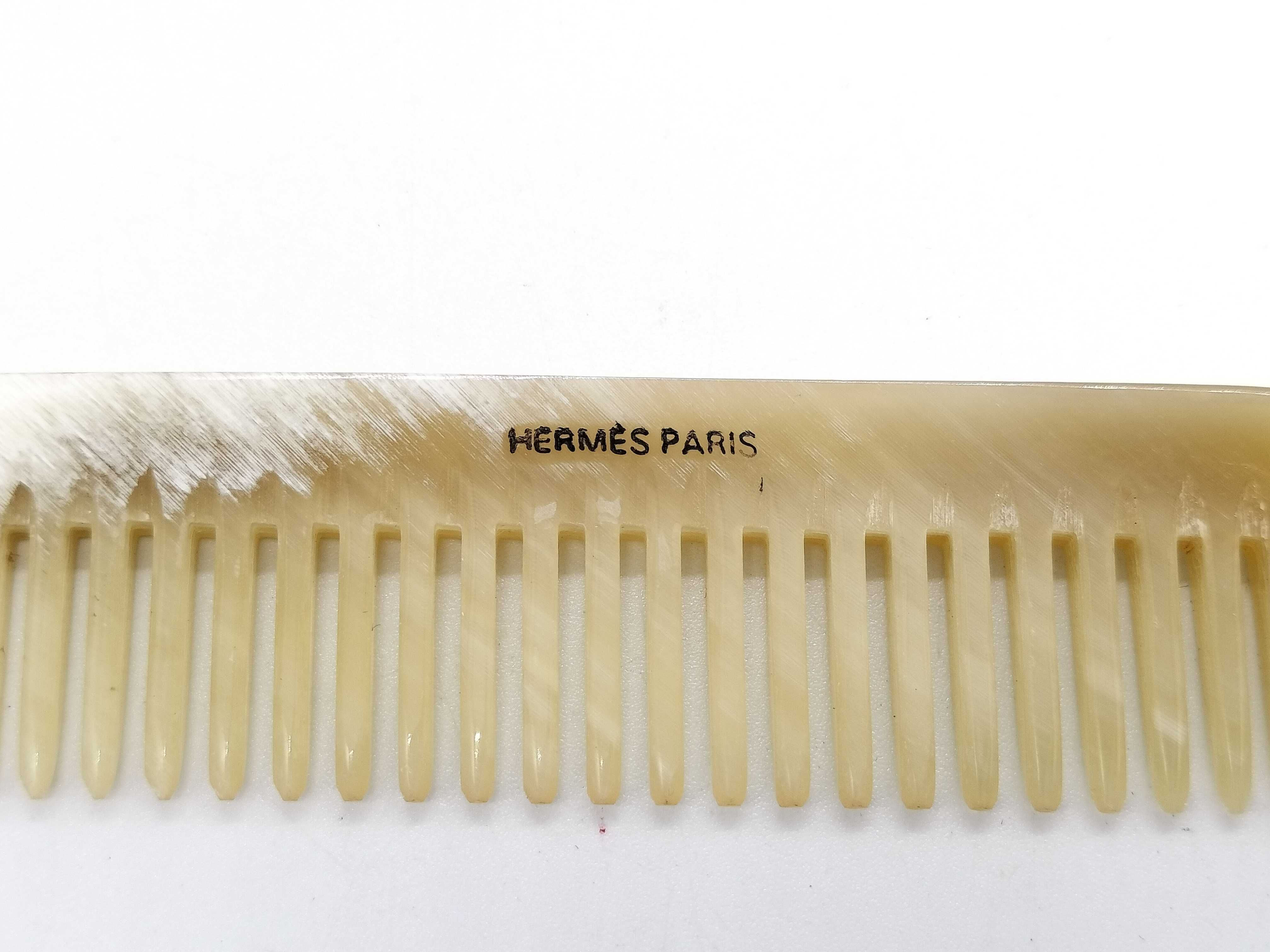 Hermes Buffalo Horn Pocket Comb with Black Leather Case