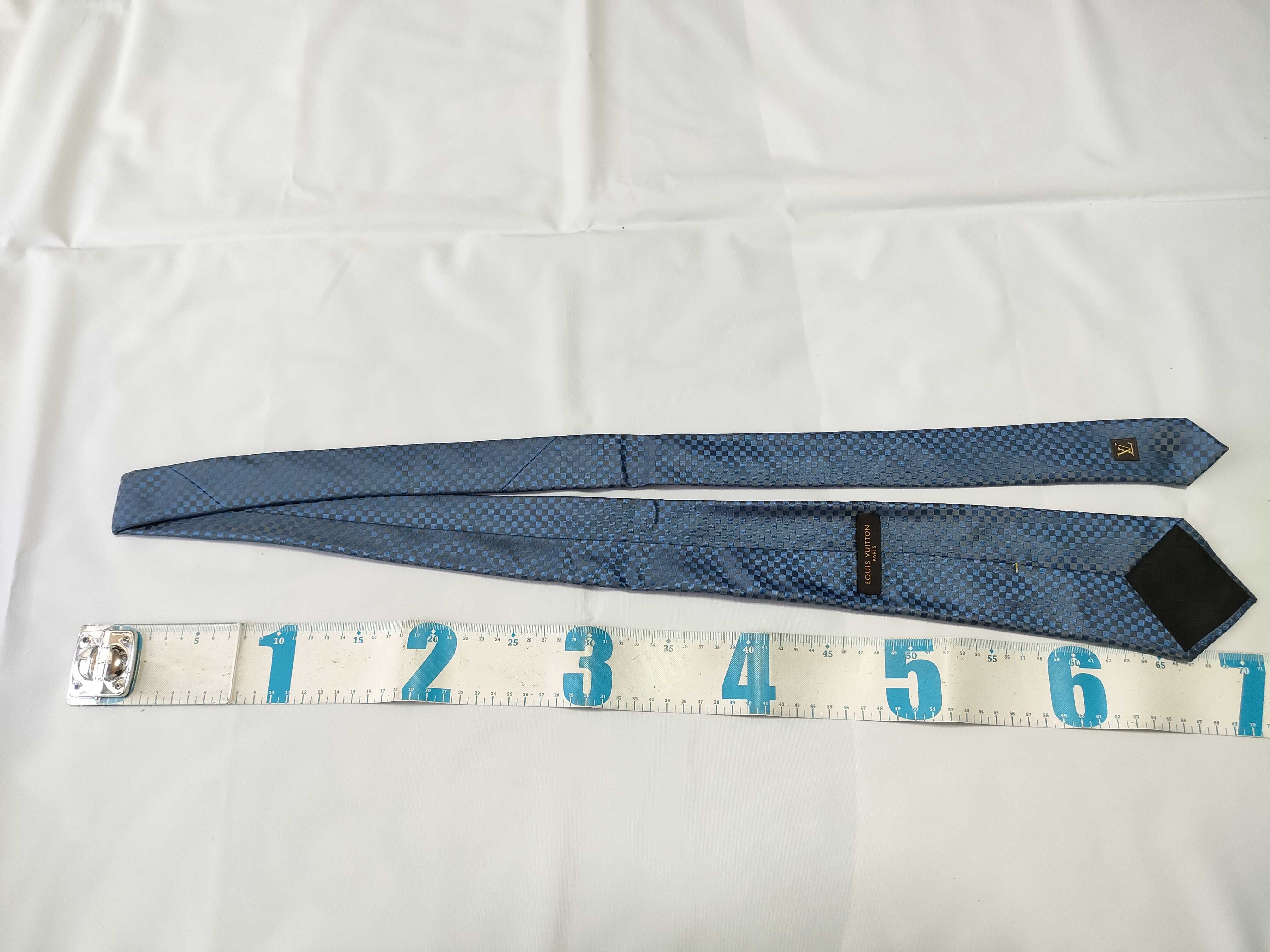 Louis Vuitton Blue Damier Silk Jacquard Necktie with Presentation Box