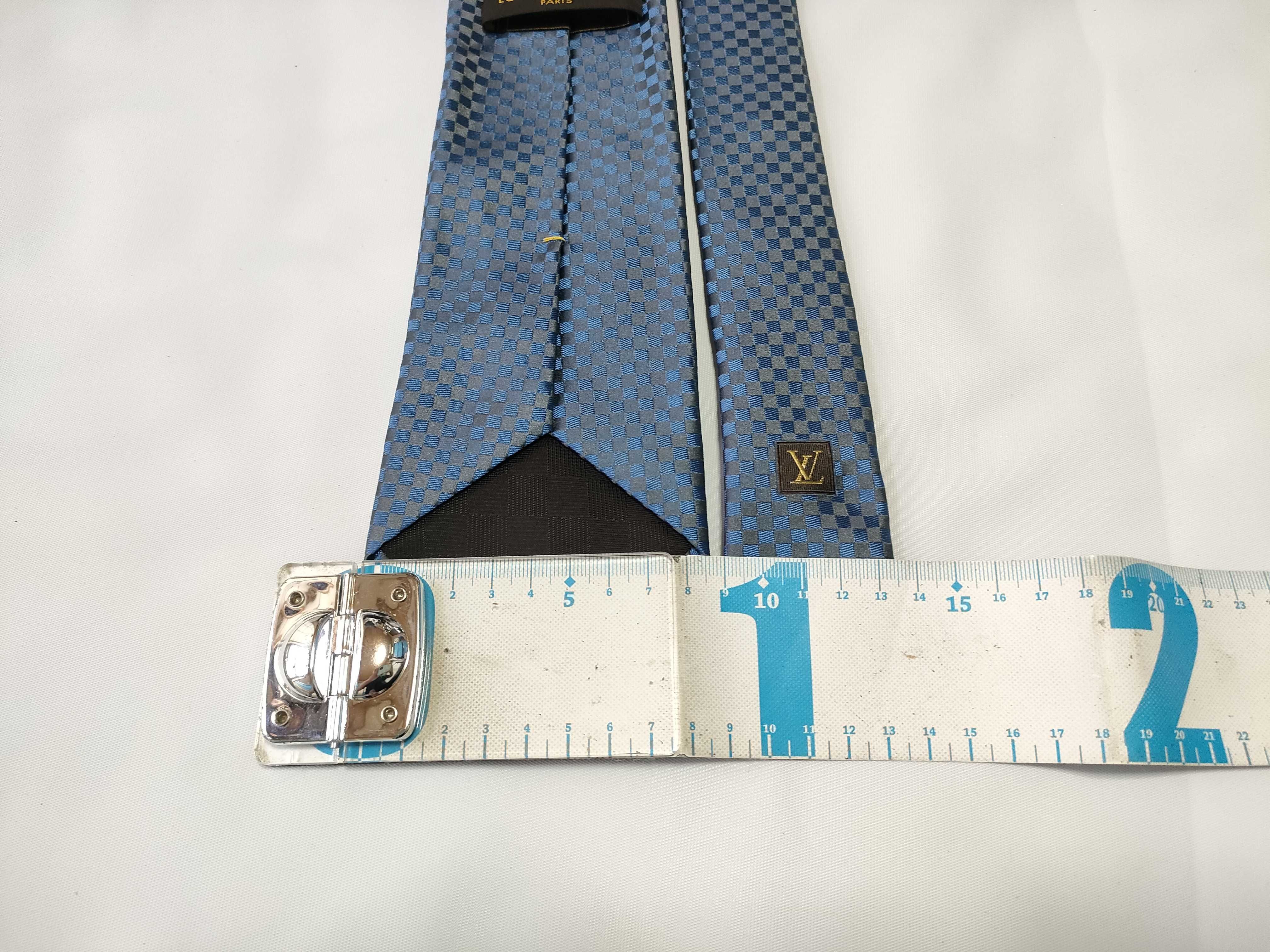 Louis Vuitton Blue Damier Silk Jacquard Necktie with Presentation Box