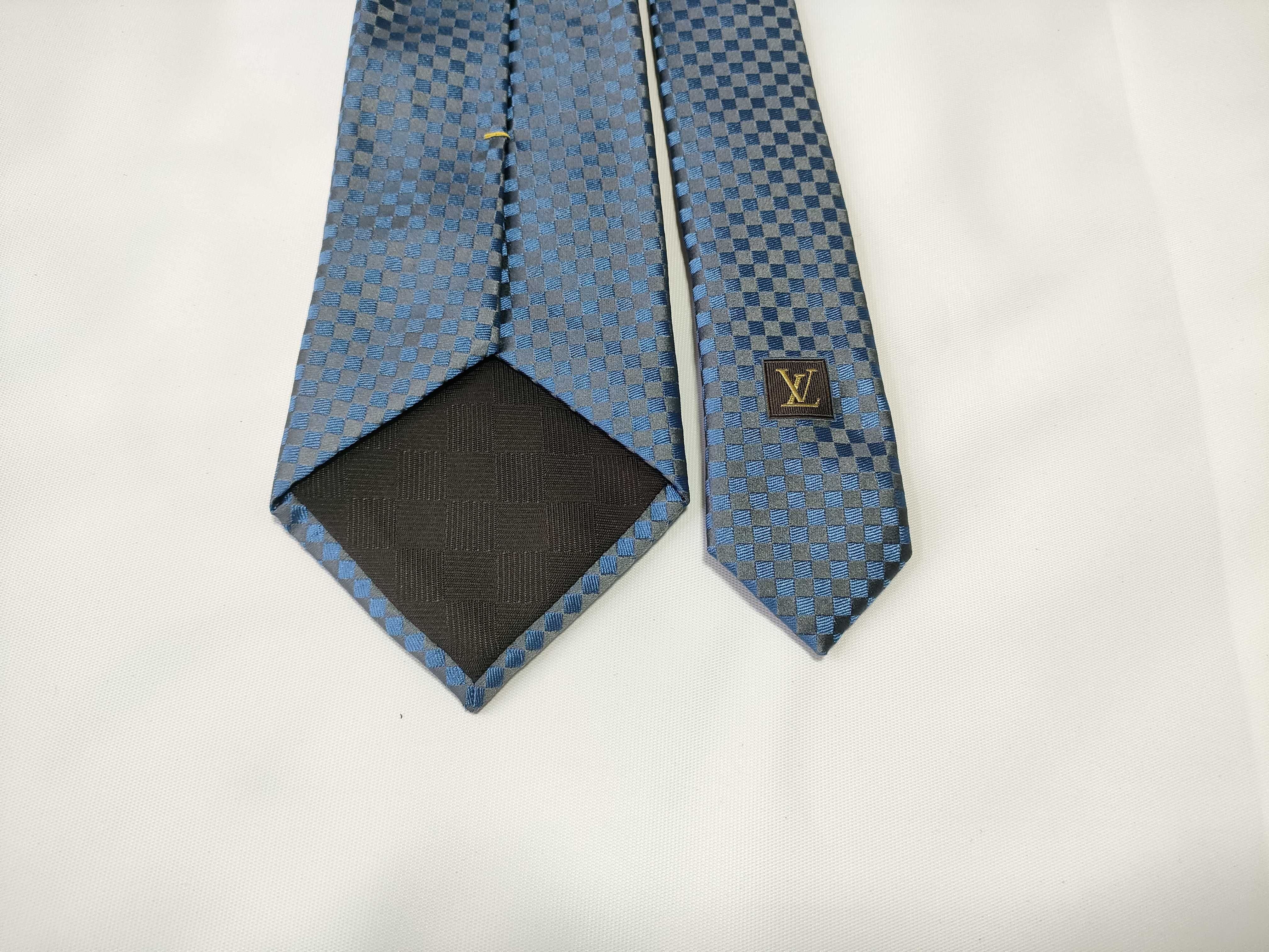 Louis Vuitton Blue Damier Silk Jacquard Necktie with Presentation Box