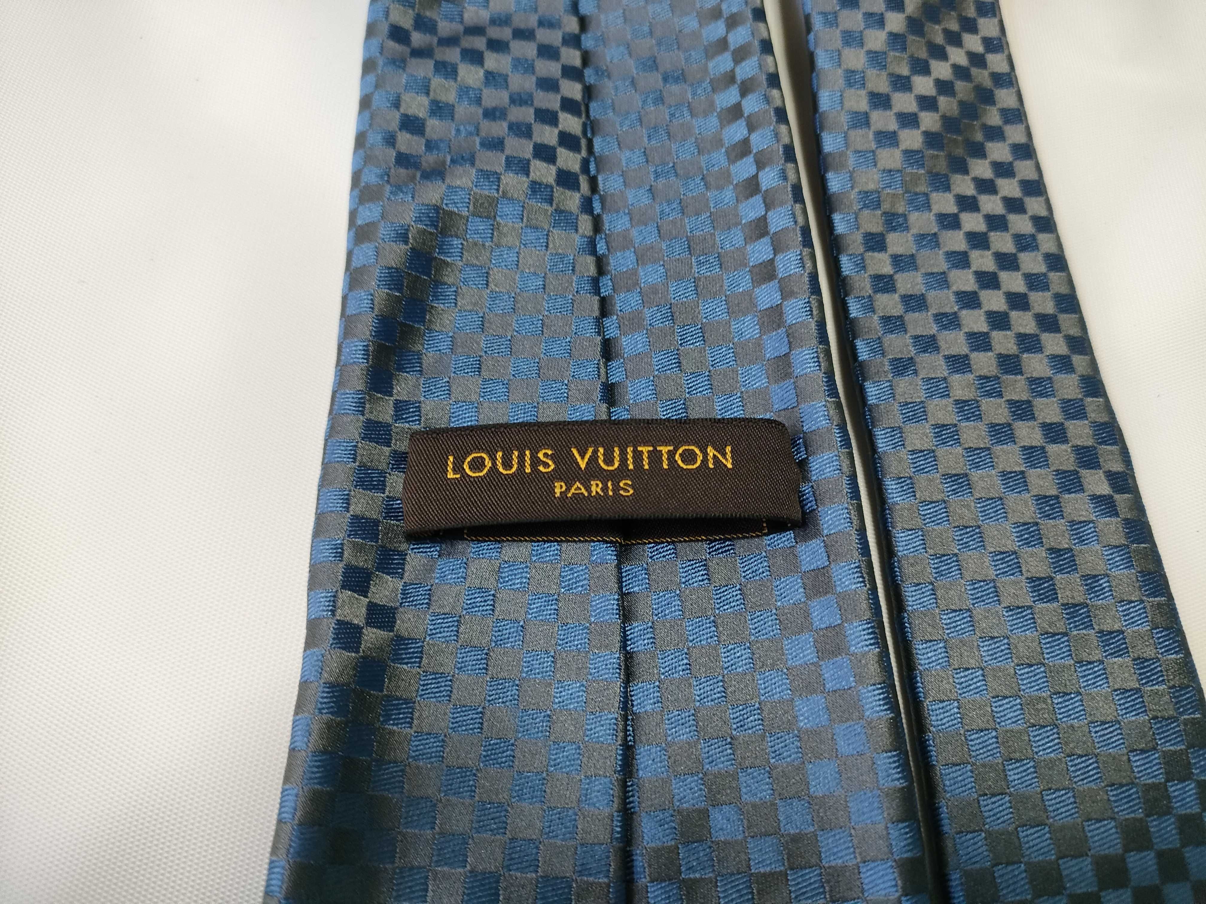Louis Vuitton Blue Damier Silk Jacquard Necktie with Presentation Box