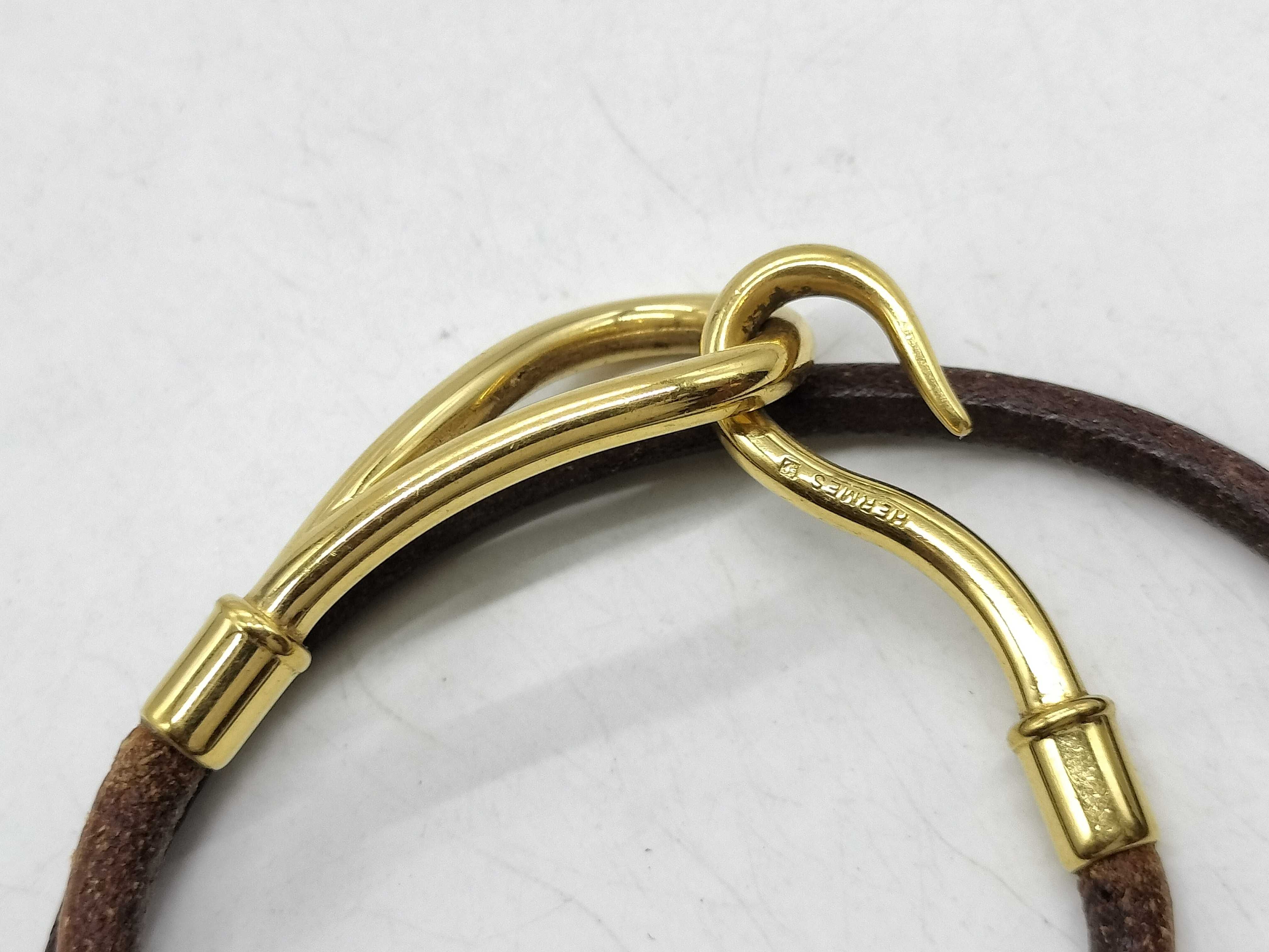 Hermes Jumbo Double Tour Leather Bracelet with Gold Plated Hardware