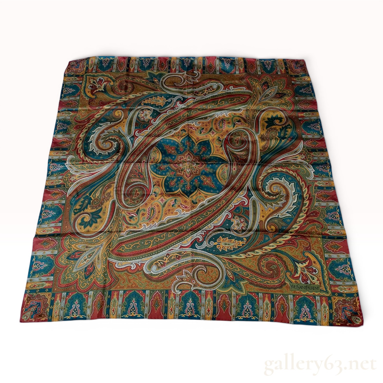 Yves Saint Laurent Vintage Silk Paisley Square Scarf