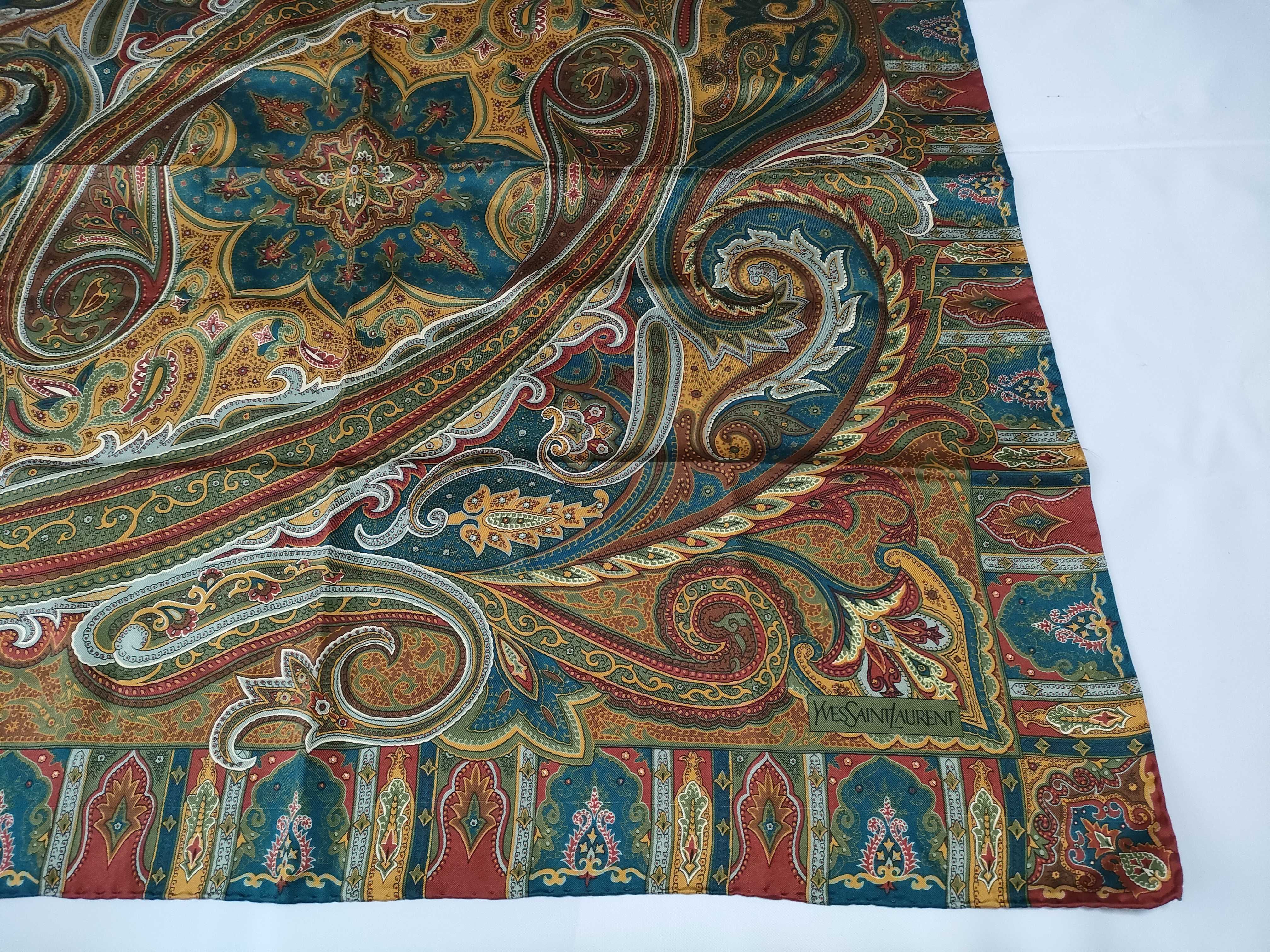 Yves Saint Laurent Vintage Silk Paisley Square Scarf